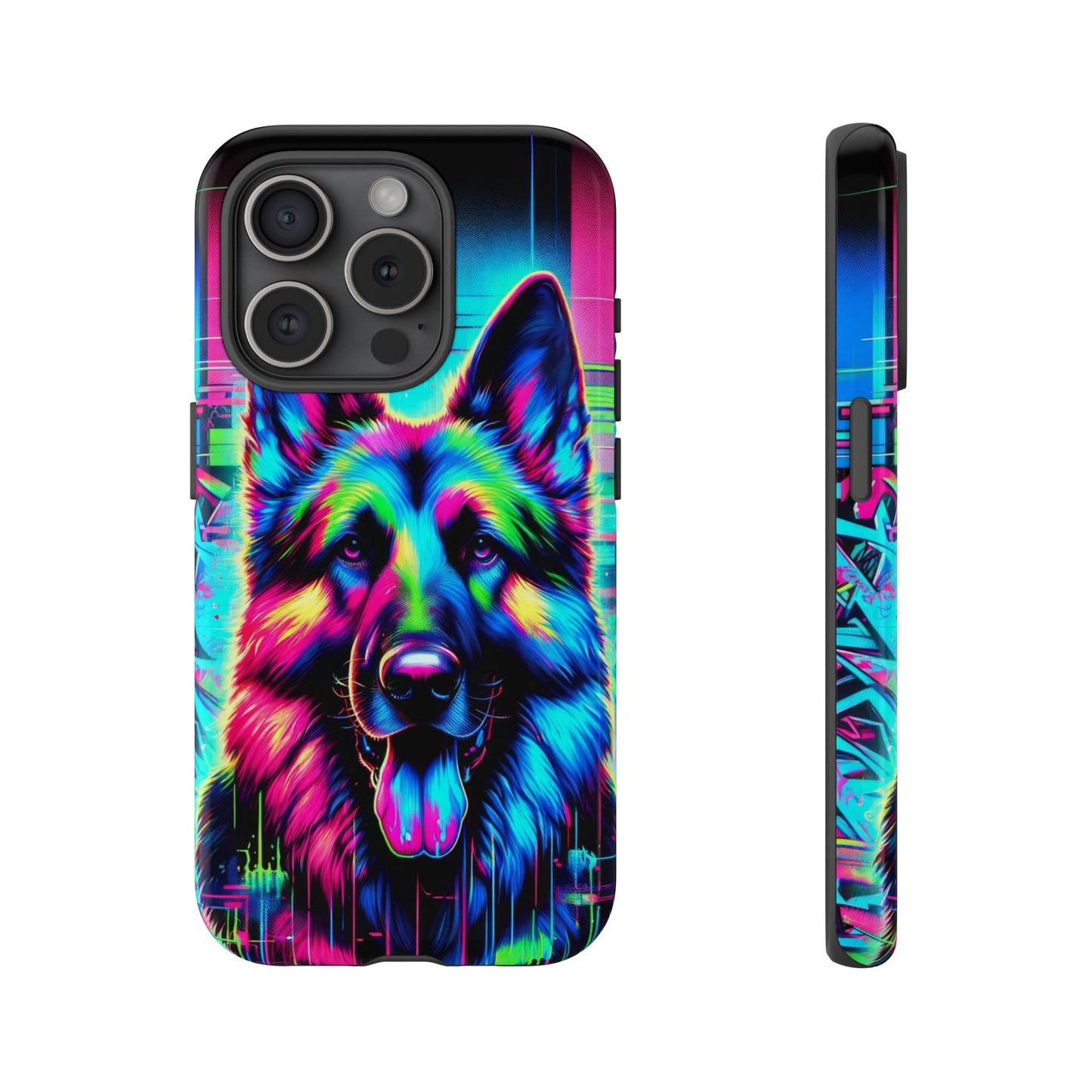 Neon graffiti German Shepherd Phone Case