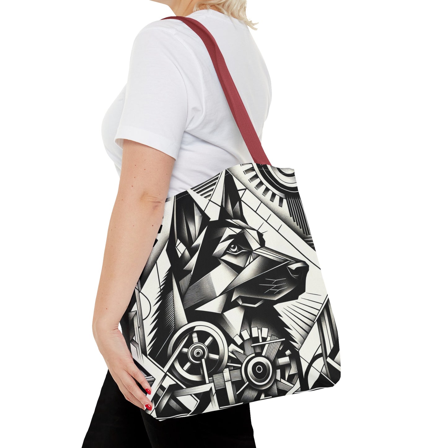 Constructivism and etching style German Shepherd Tote Bag