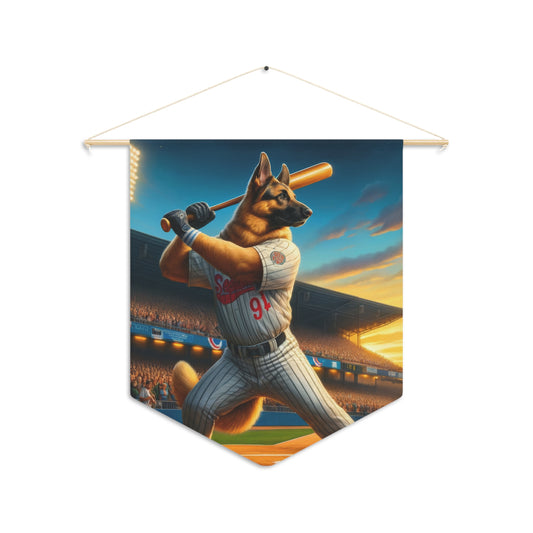 German Shepherd Playing Baseball Pennant