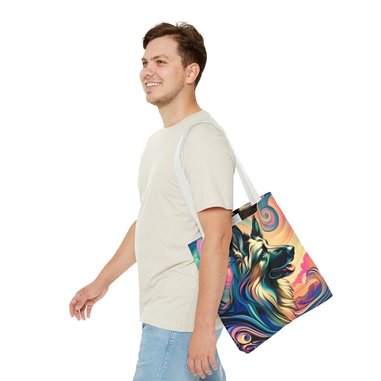 Art nouveau and vaporwave German Shepherd Tote Bag