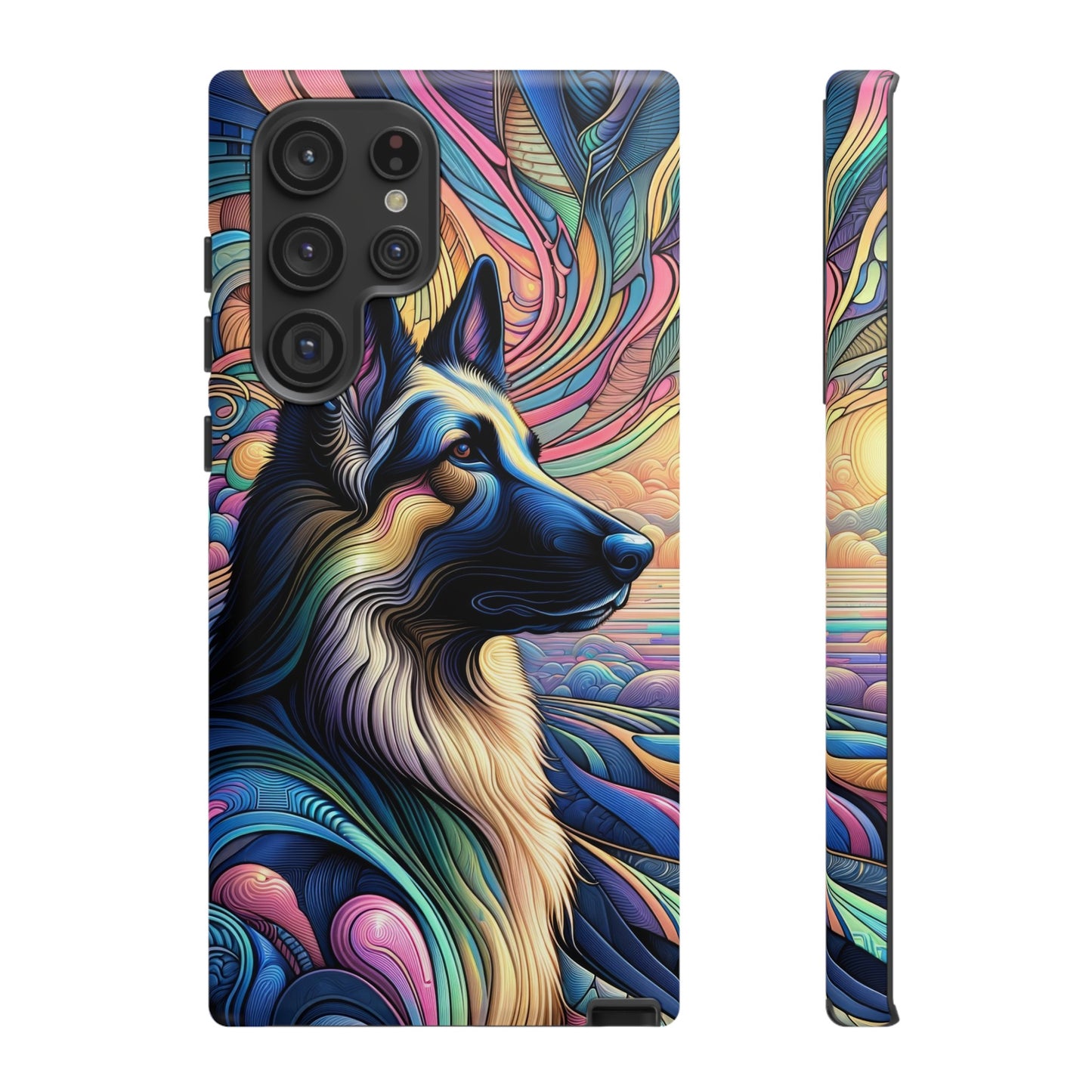 Art nouveau and vaporwave German Shepherd Phone Case