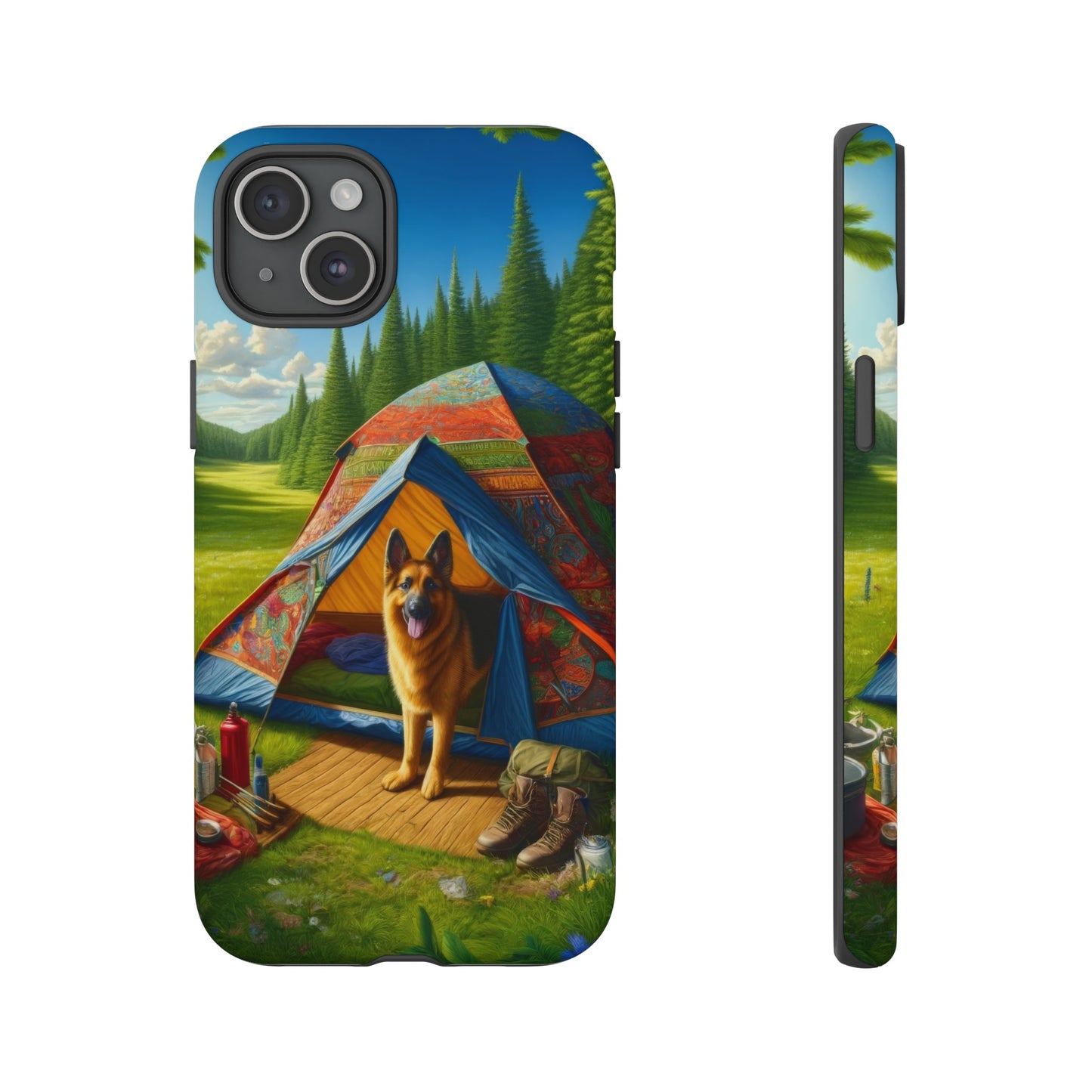 German Shepherd Camping  Phone Case