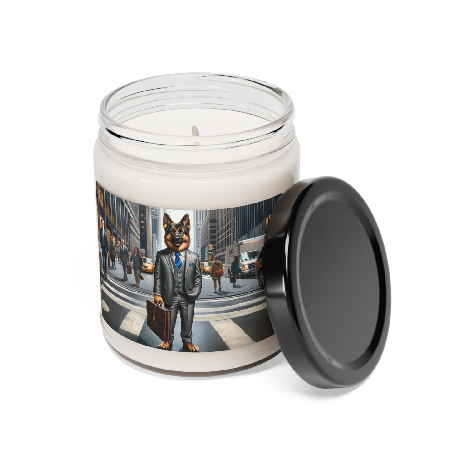 German Shepherd Wearing a Business Suit Scented Soy Candle, 9oz