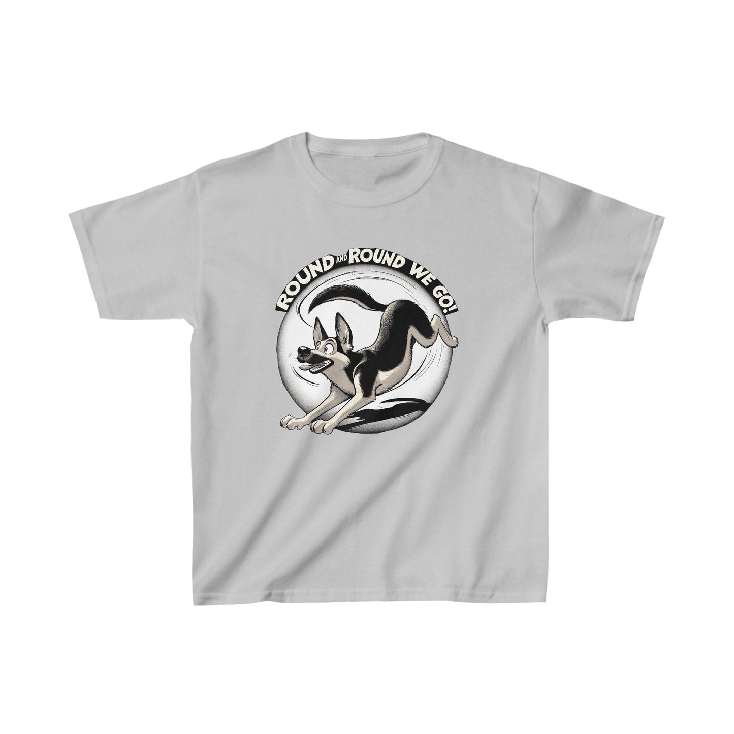 Round and Round We go! Kids Size T-Shirt (Multi colors) (German Shepherd)