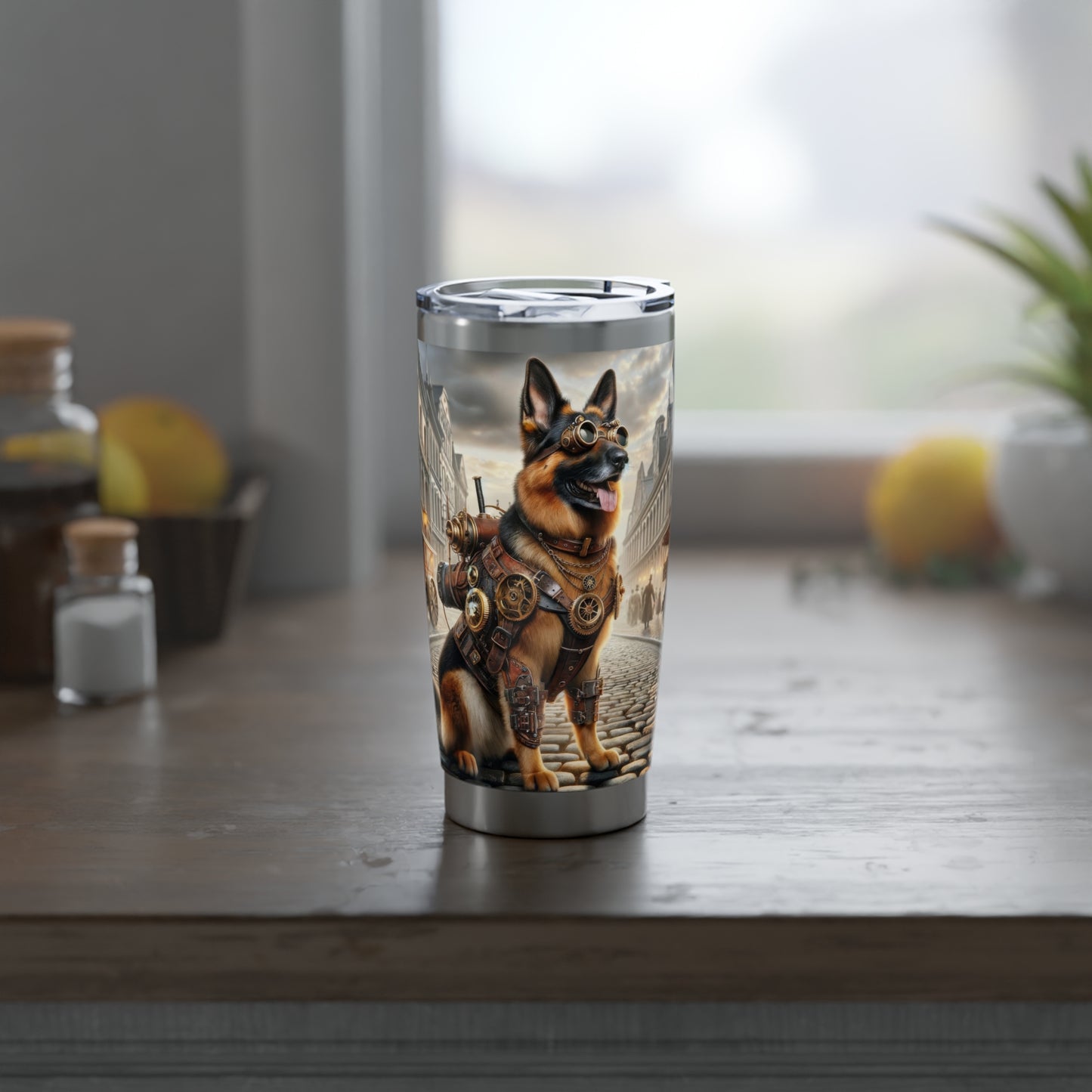 Realism and steampunk German Shepherd 20oz Tumbler