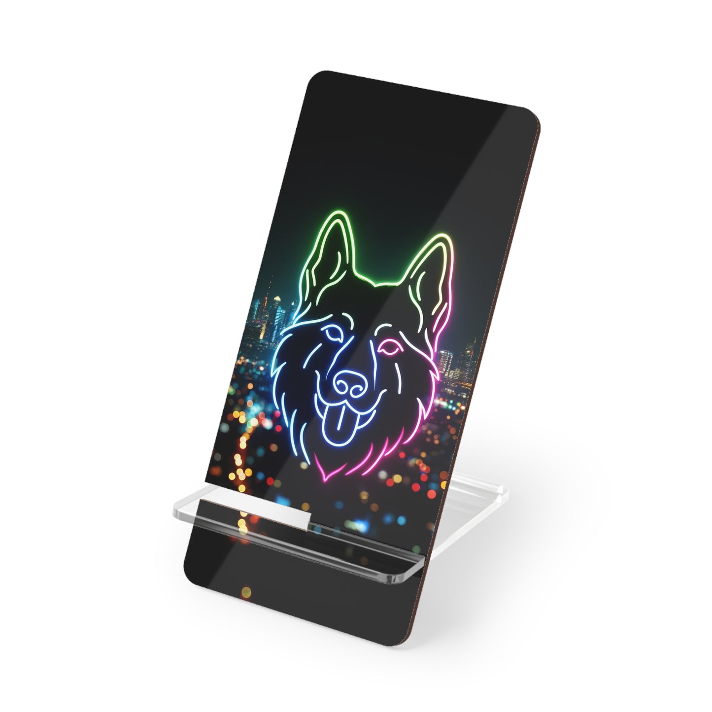 Neon outline of a German Shepherd Smartphone Stand