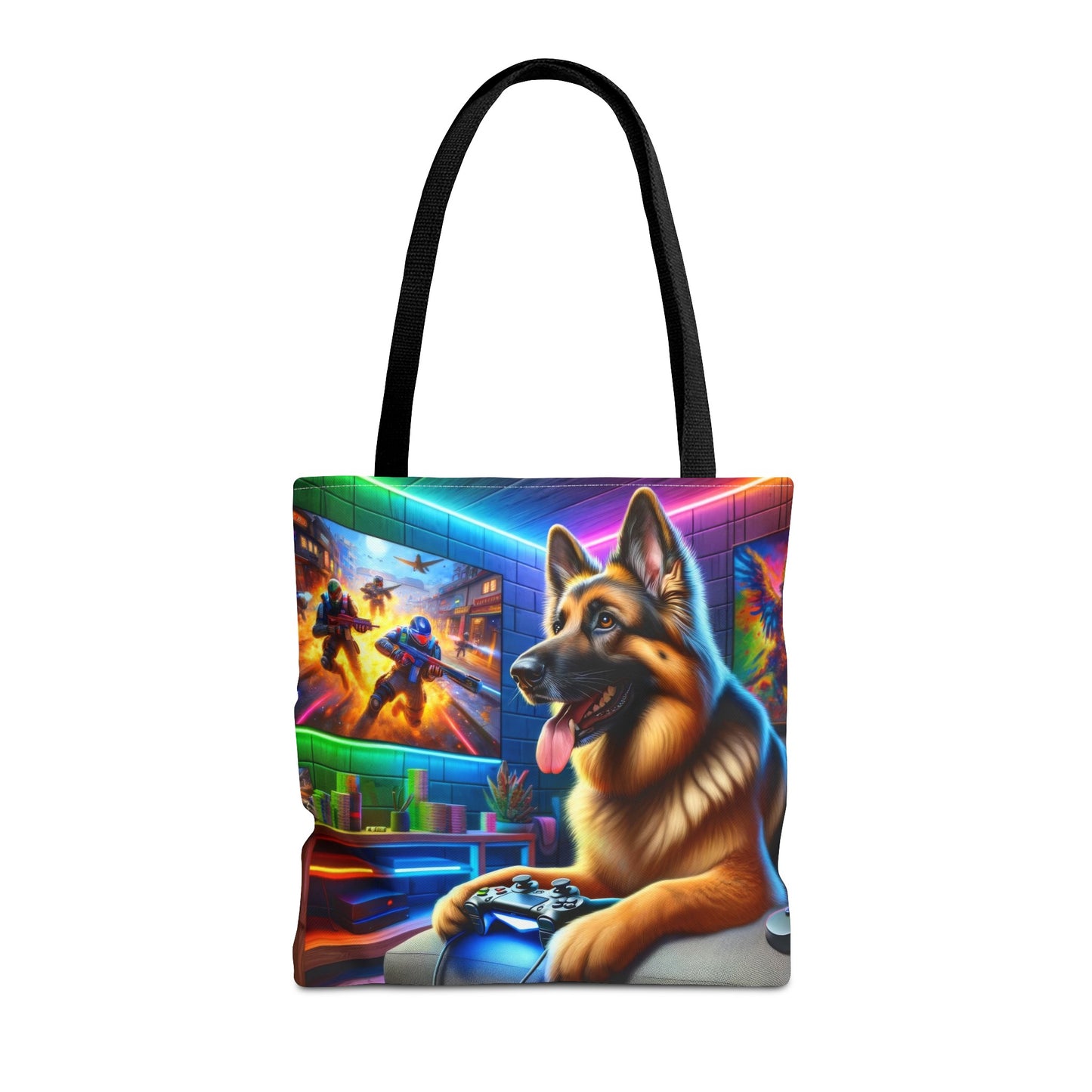 German Shepherd Playing Video Games Tote Bag