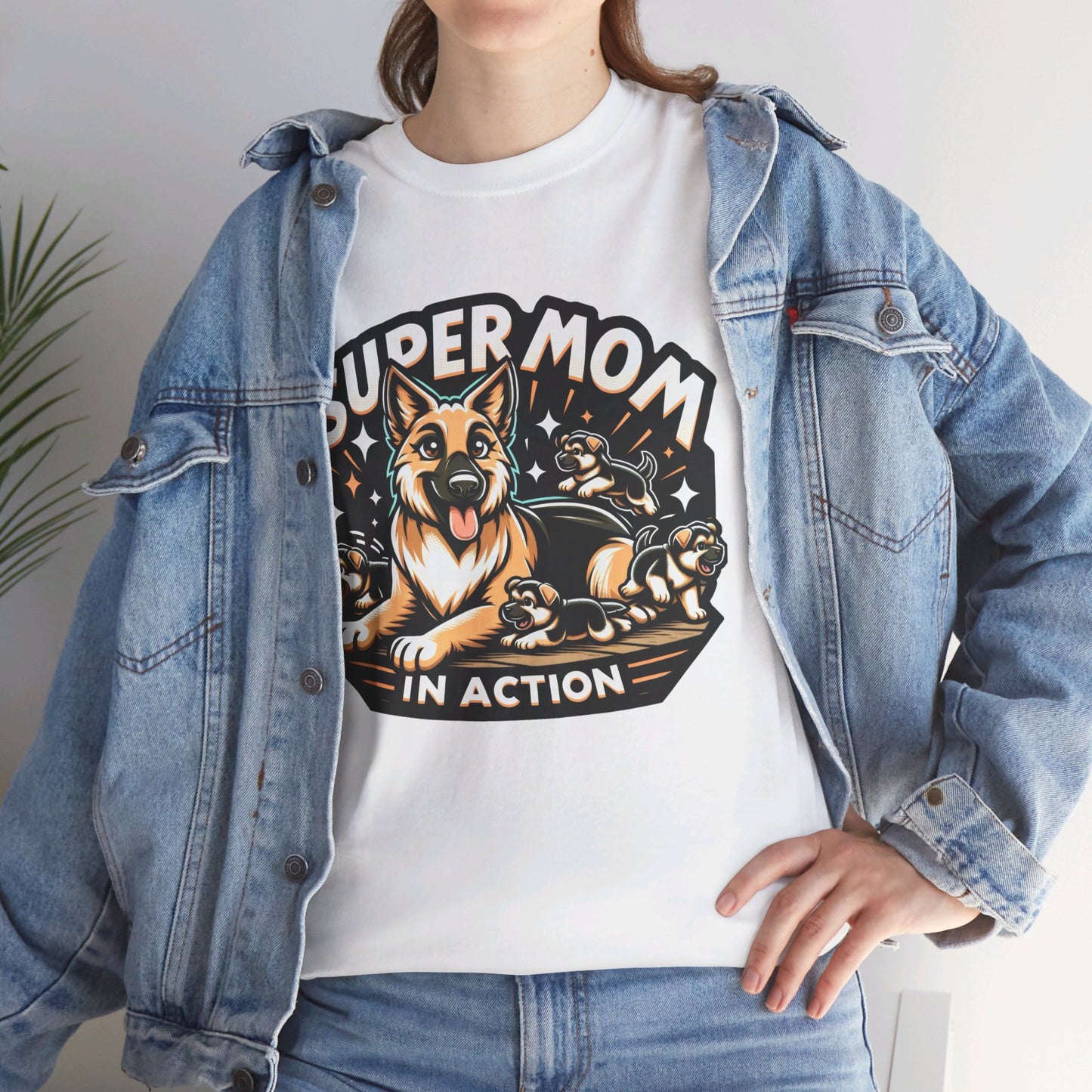 Super Mom in Action T-Shirt (13 colors) (German Shepherd)