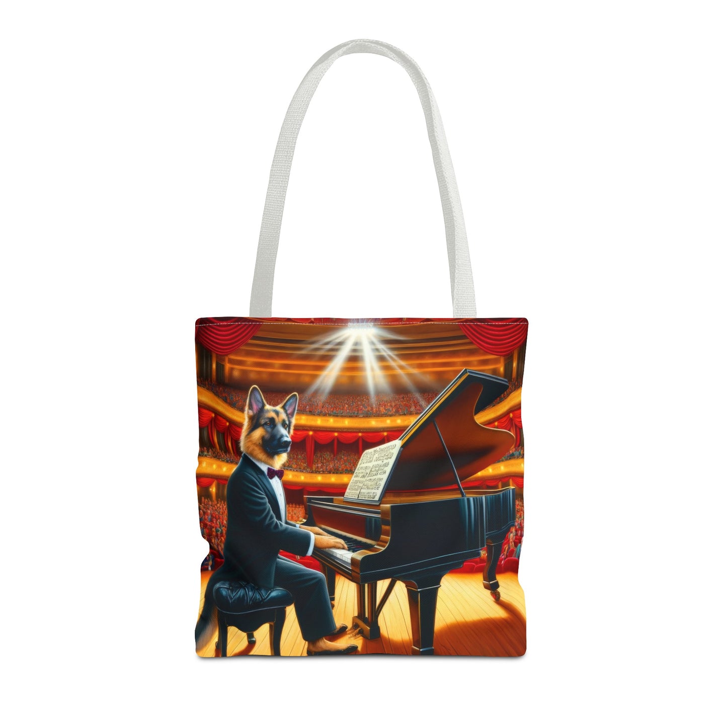 German Shepherd Playing the Piano Tote Bag