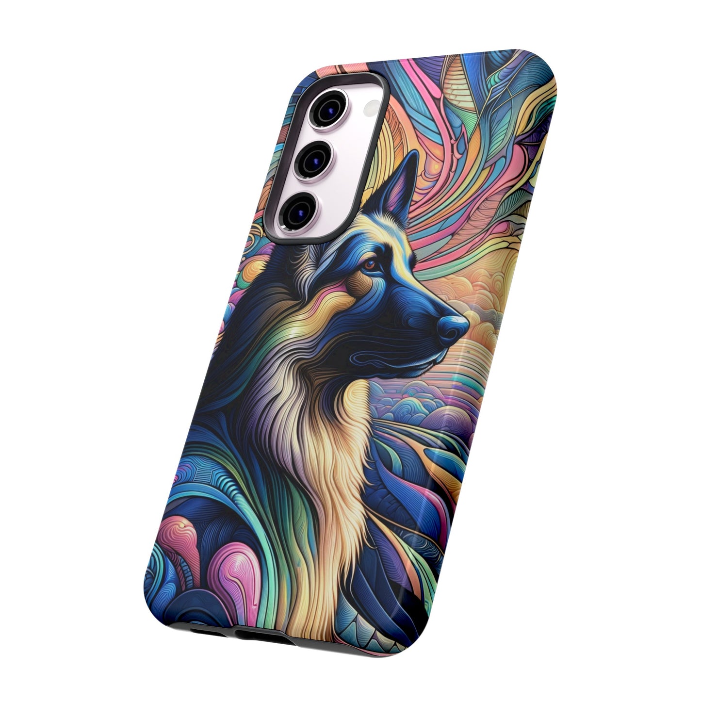 Art nouveau and vaporwave German Shepherd Phone Case