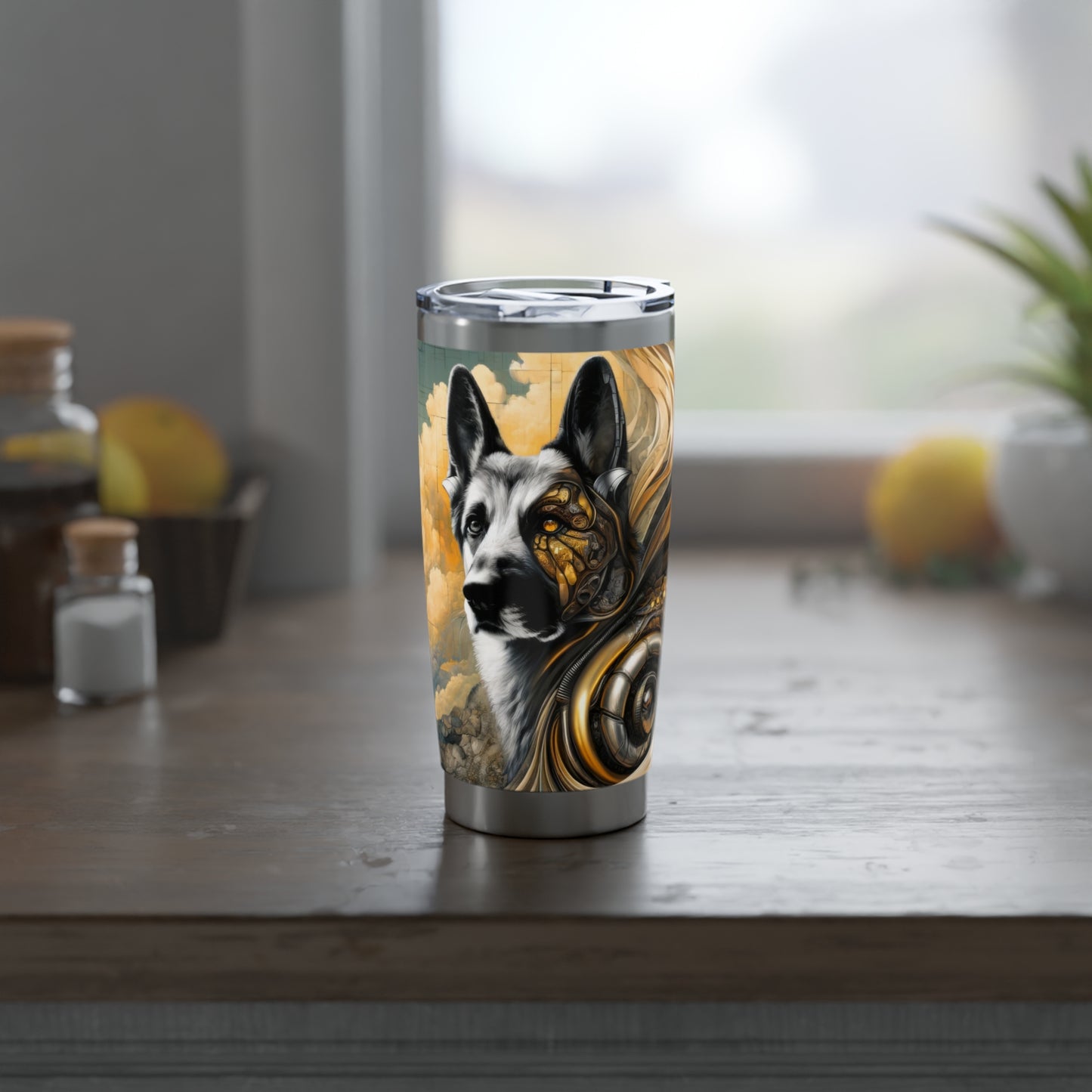 Byzantine, charcoal, and cybernetic German Shepherd 20oz Tumbler