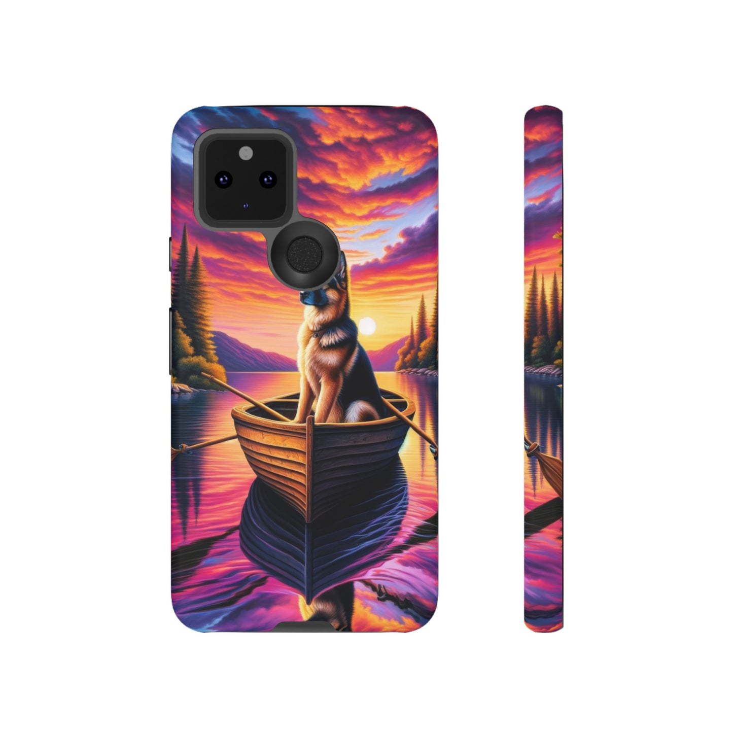 German Shepherd Rowing a boat Phone Case