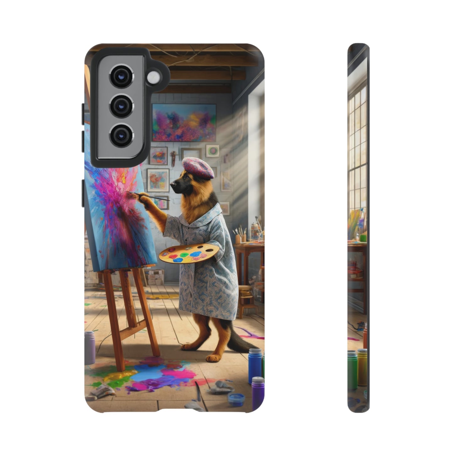 German Shepherd Painting on a Canvas Phone Case