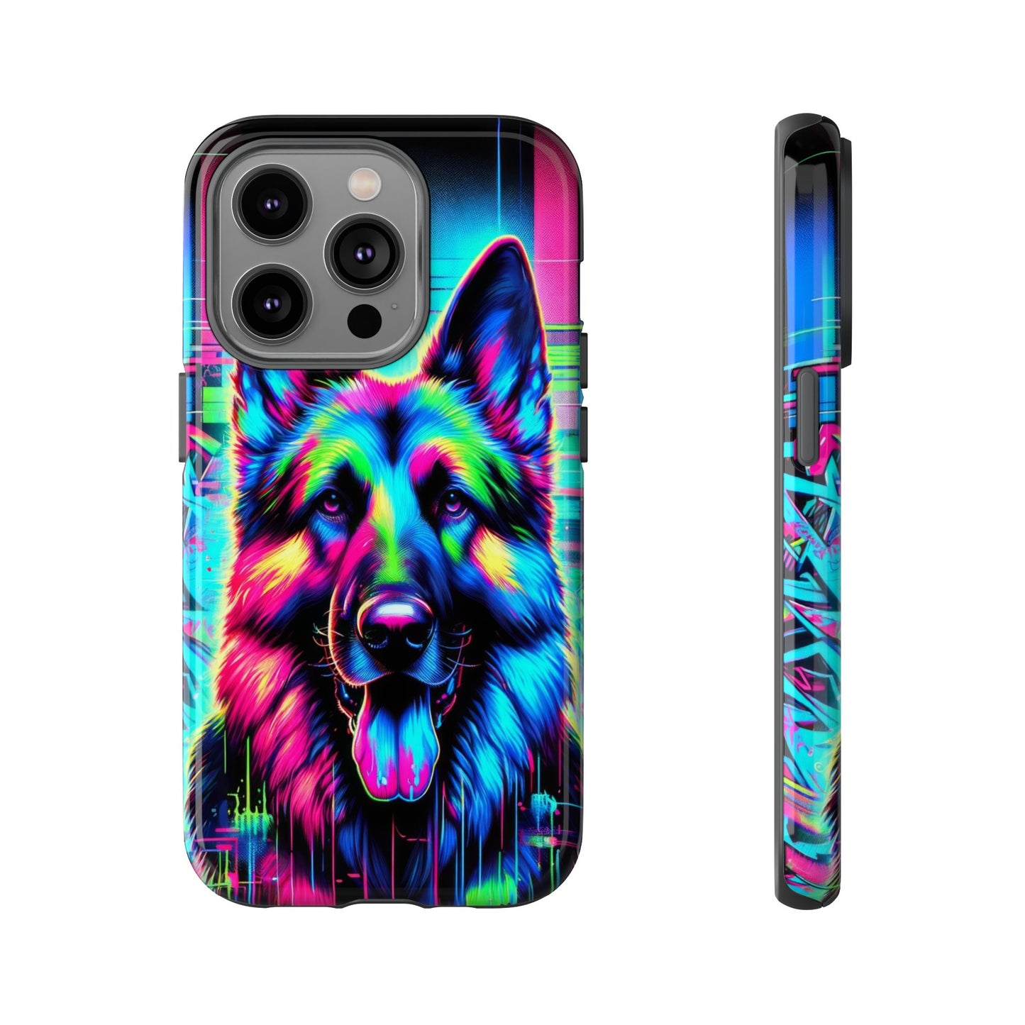 Neon graffiti German Shepherd Phone Case