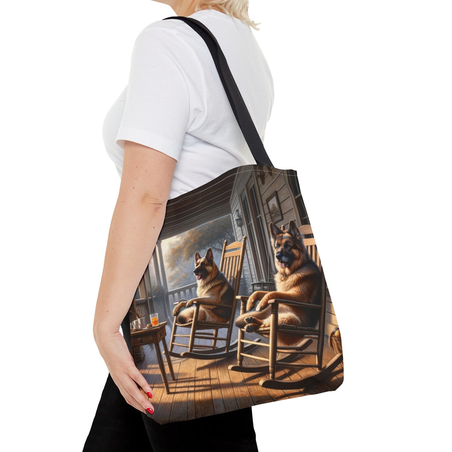 German Shepherds on the Porch Tote Bag