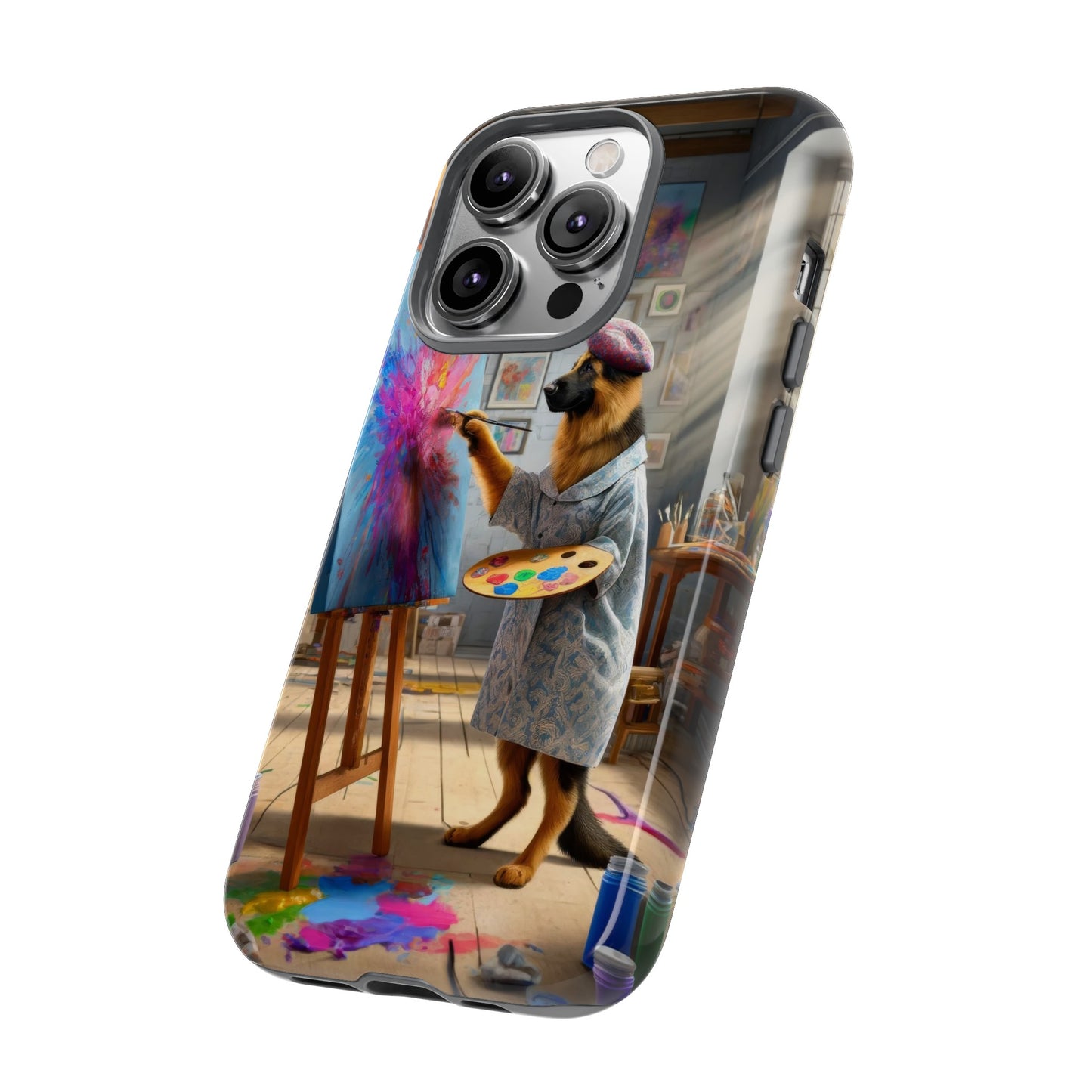 German Shepherd Painting on a Canvas Phone Case