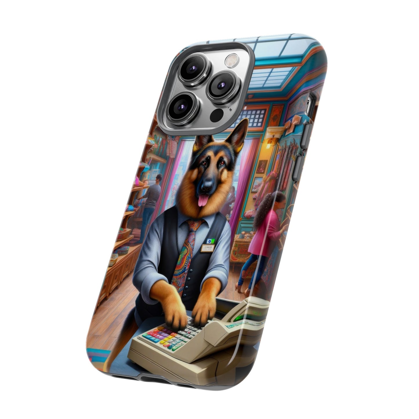 German Shepherd Operating a Cash Register Phone Case