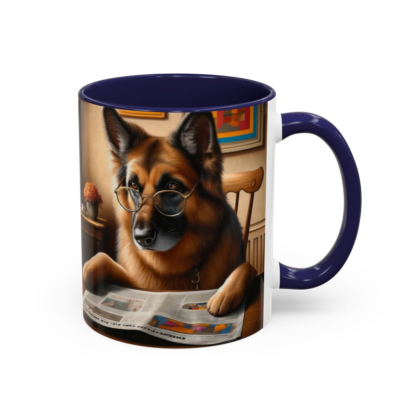 German Shepherd Reading a Newspaper Coffee Mug