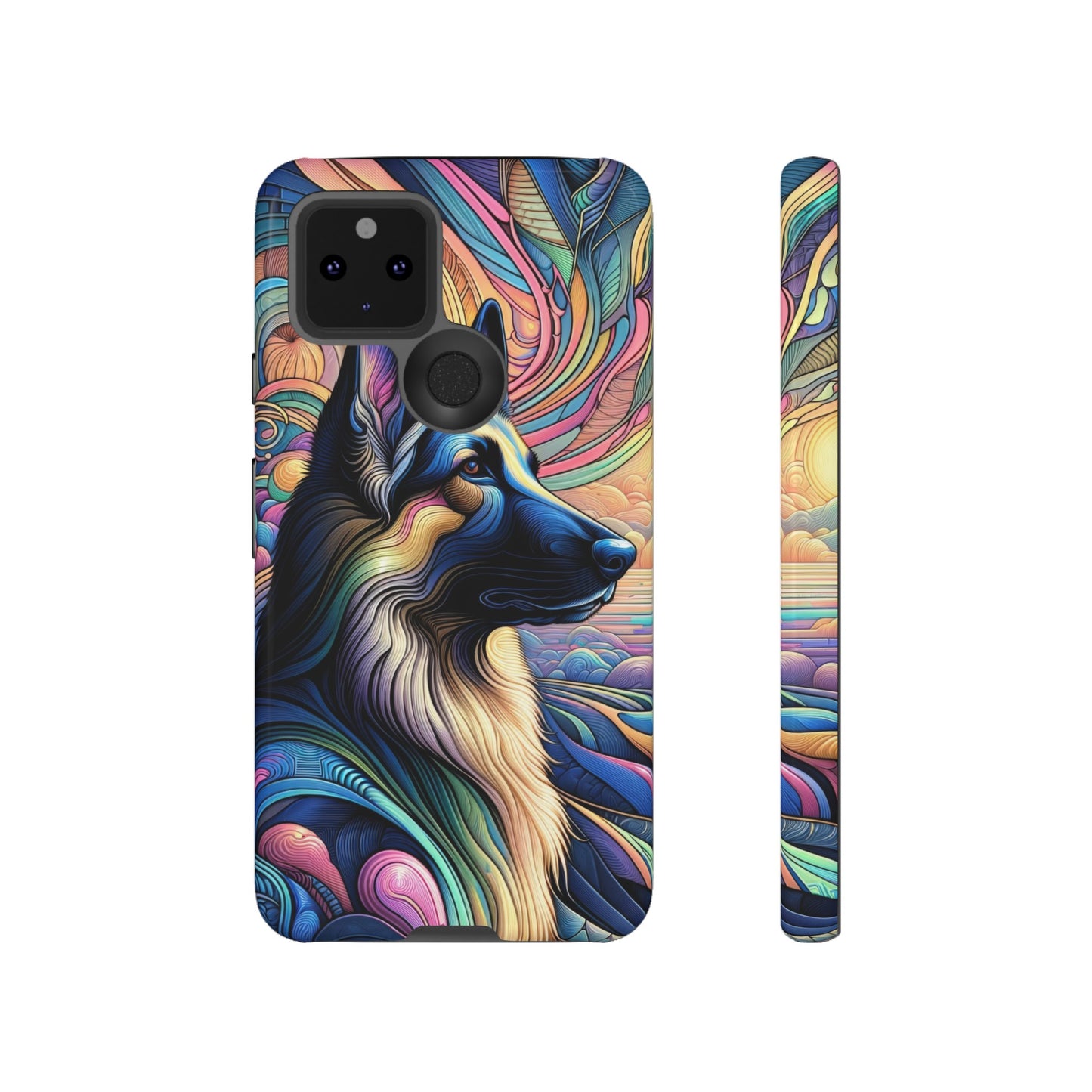 Art nouveau and vaporwave German Shepherd Phone Case