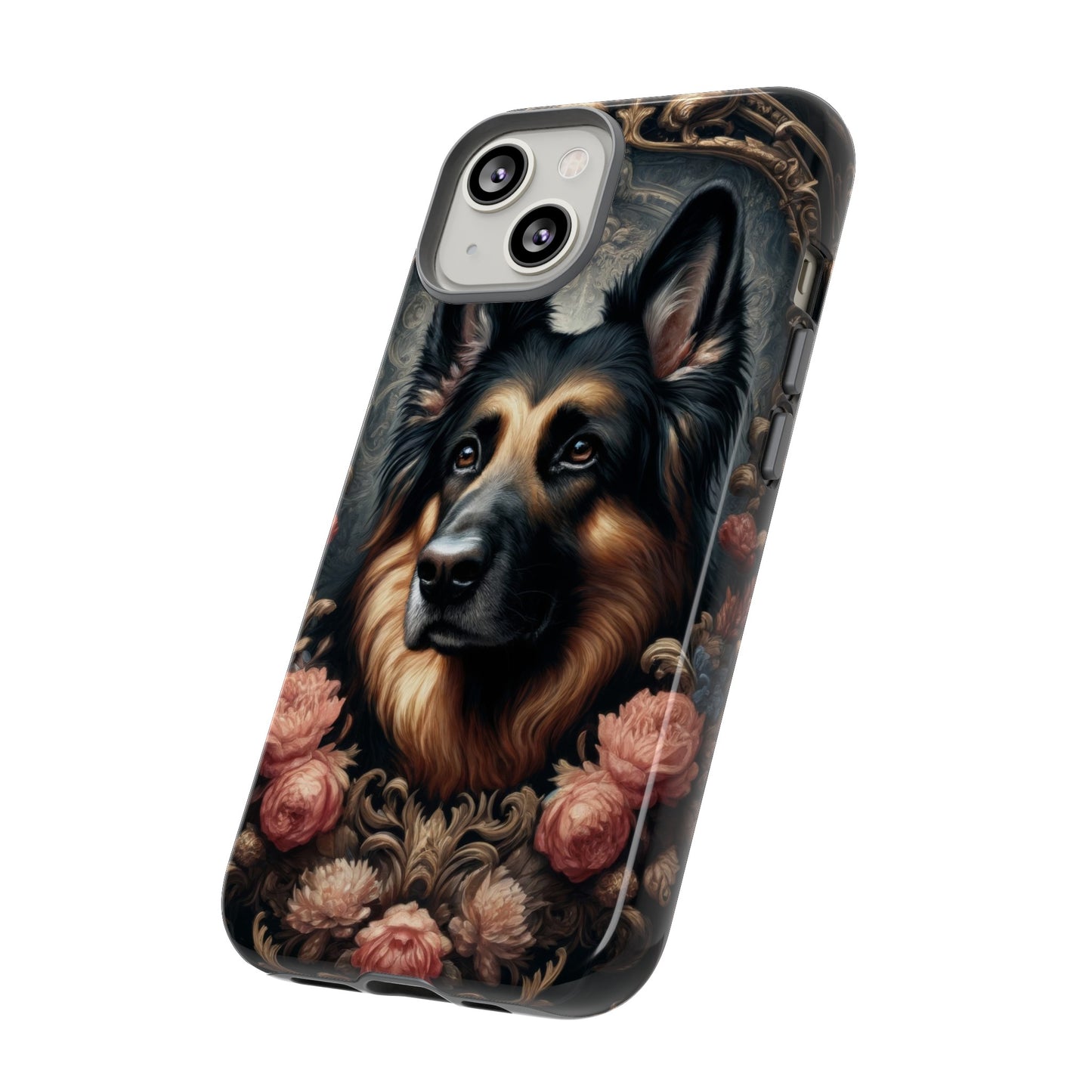 Gothic, high angle German Shepherd Phone Case