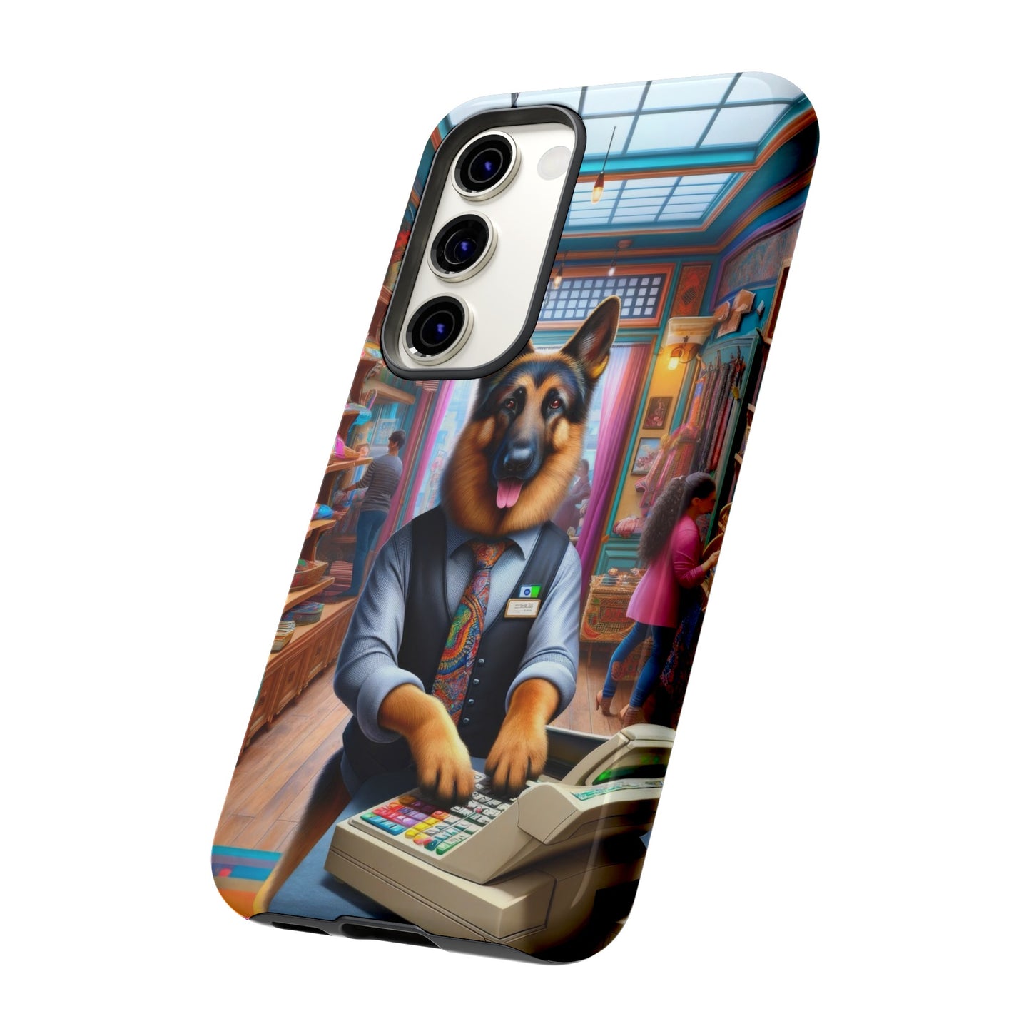 German Shepherd Operating a Cash Register Phone Case