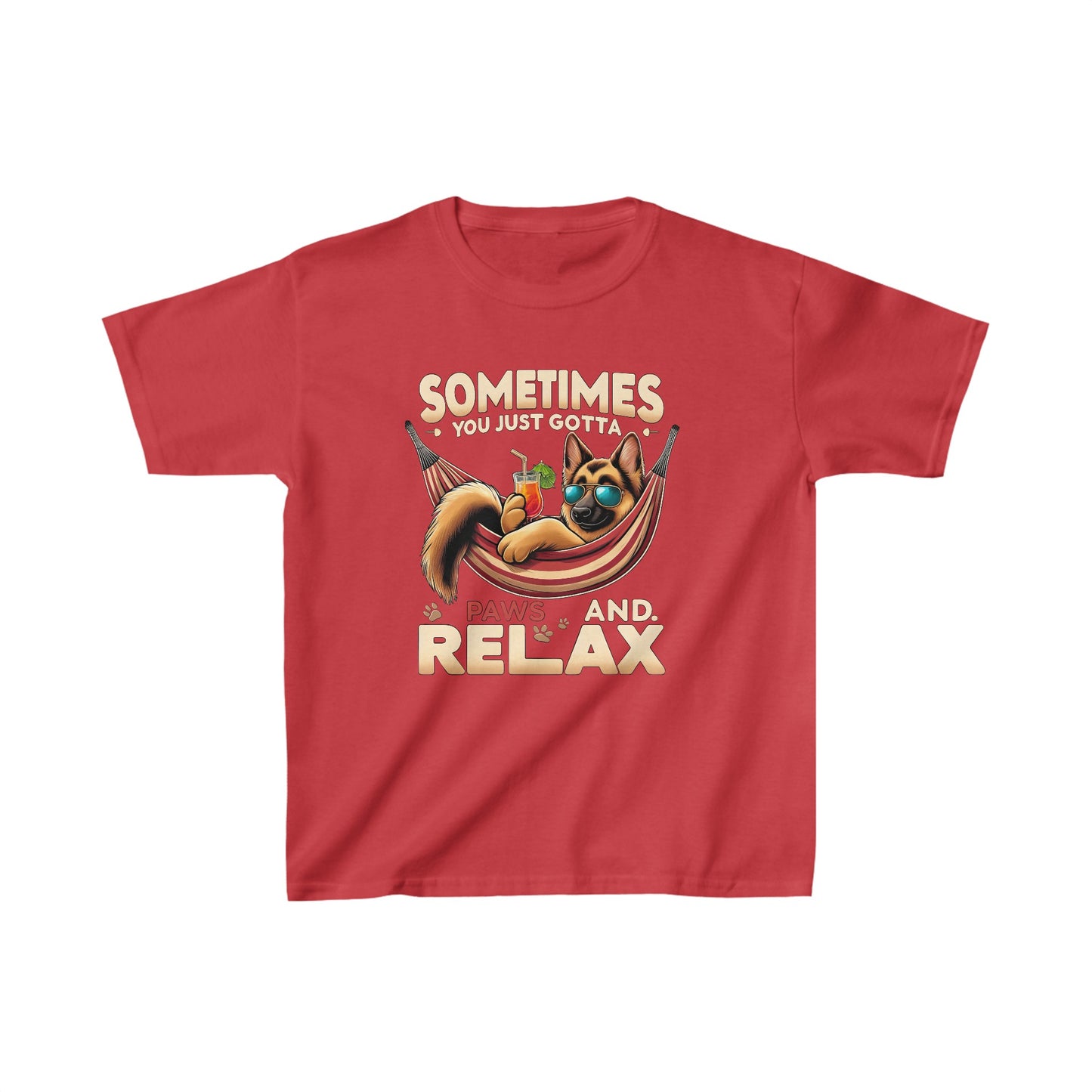 Sometimes You Just Paws and Relax Kids Size T-Shirt (Multi colors) (German Shepherd)