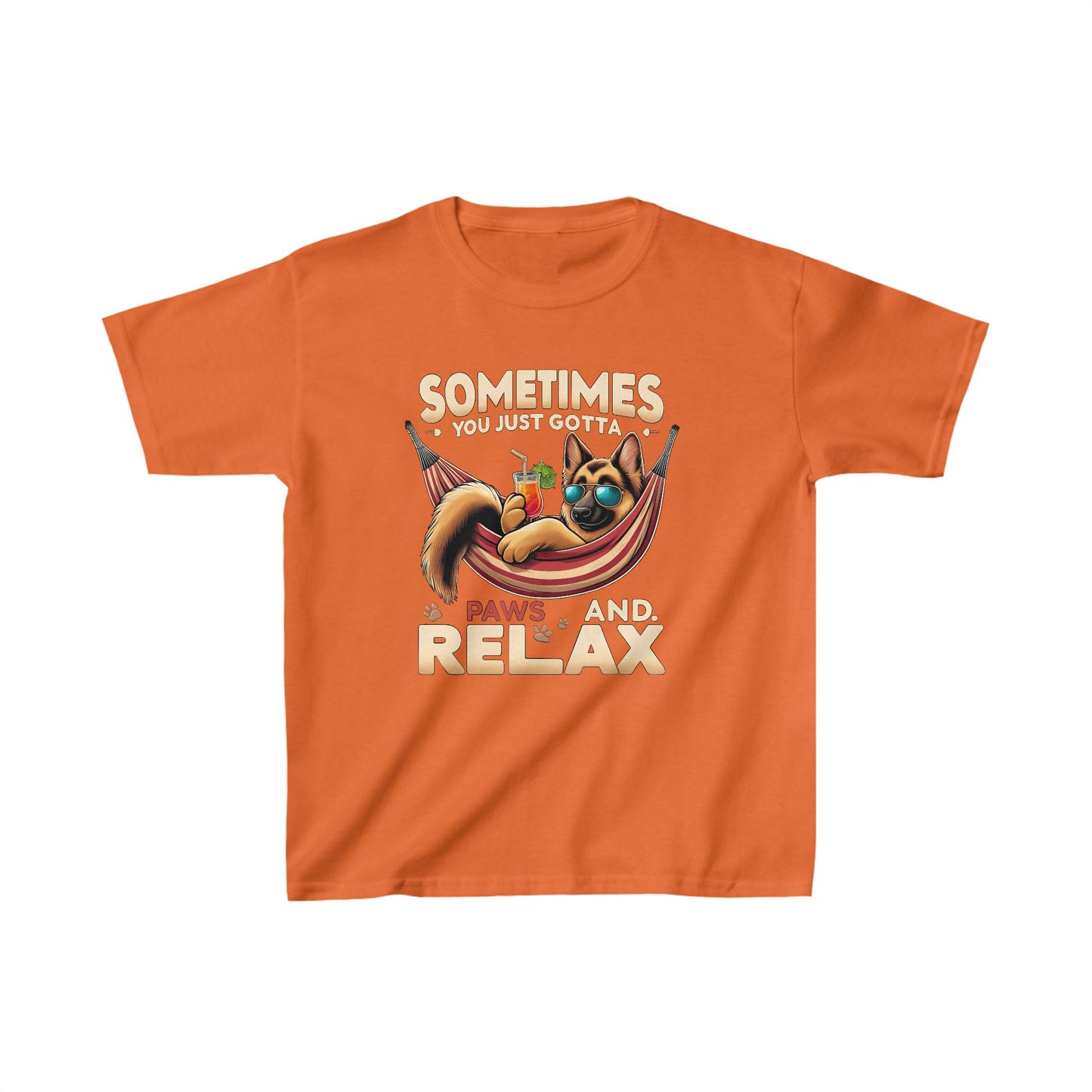 Sometimes You Just Paws and Relax Kids Size T-Shirt (Multi colors) (German Shepherd)