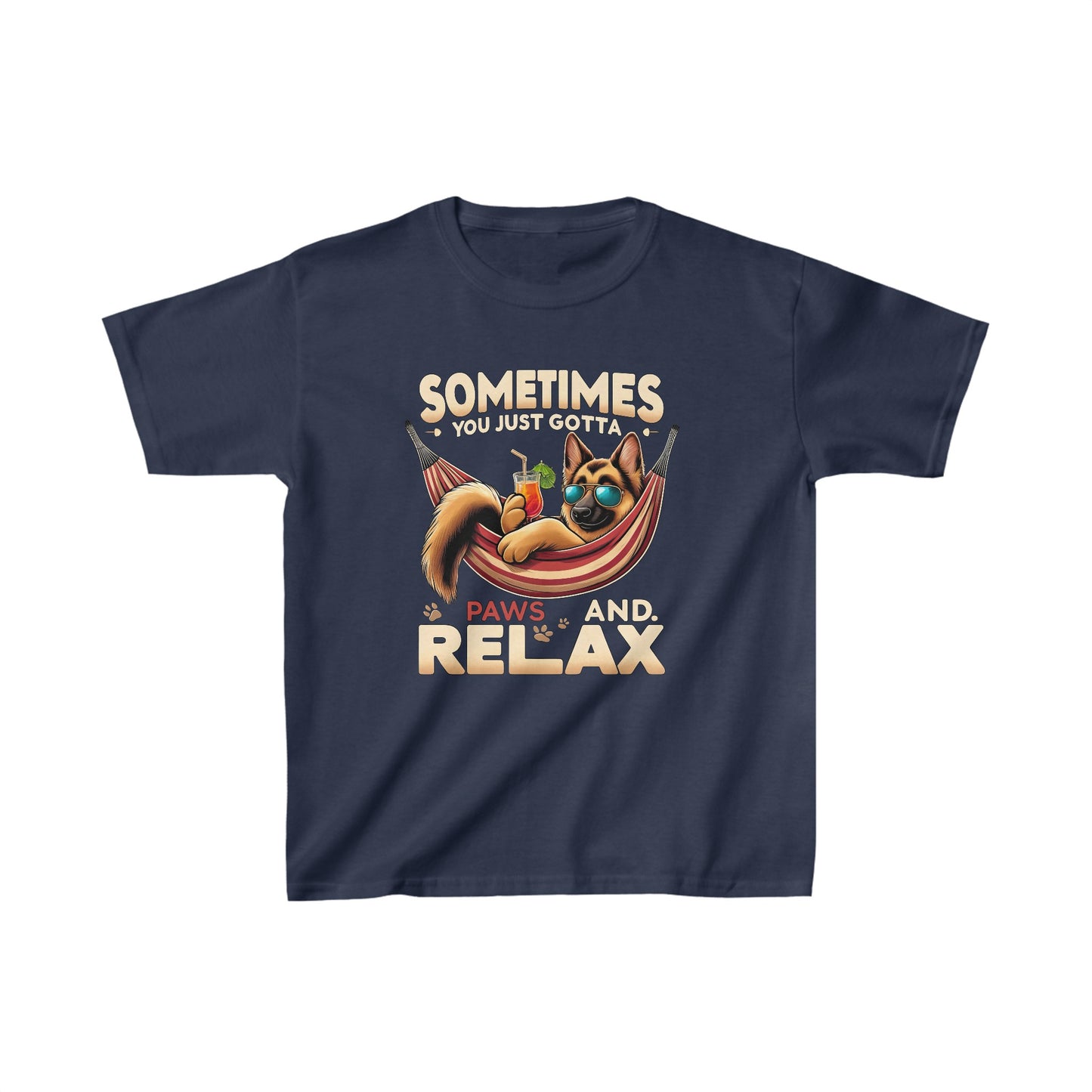 Sometimes You Just Paws and Relax Kids Size T-Shirt (Multi colors) (German Shepherd)