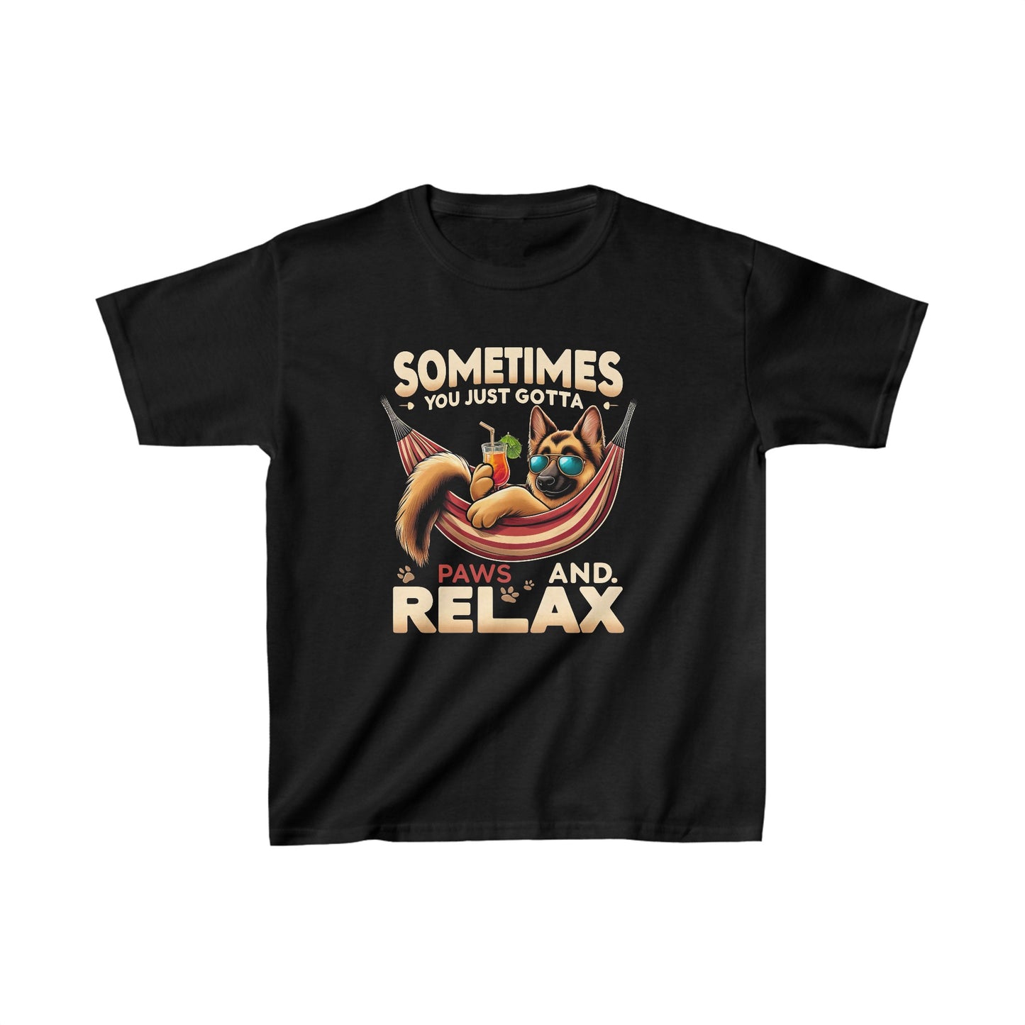 Sometimes You Just Paws and Relax Kids Size T-Shirt (Multi colors) (German Shepherd)