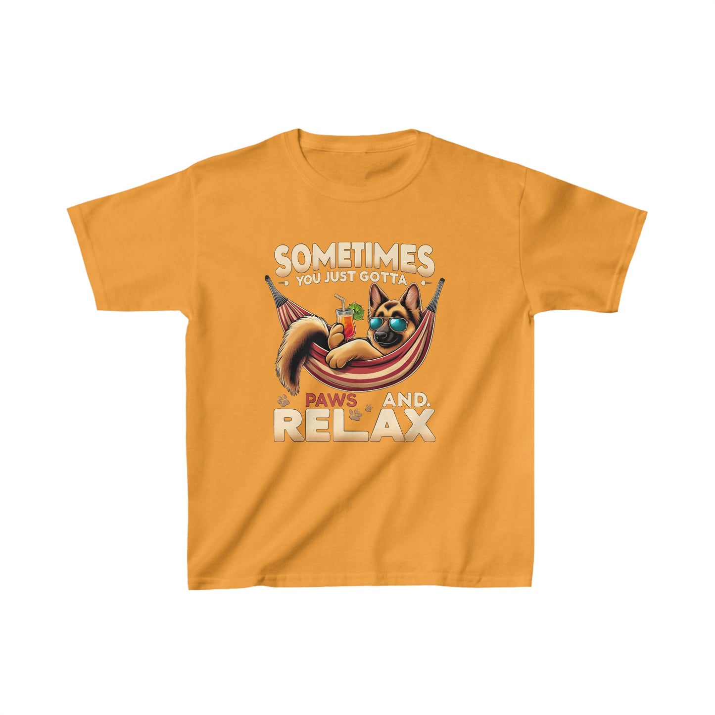 Sometimes You Just Paws and Relax Kids Size T-Shirt (Multi colors) (German Shepherd)