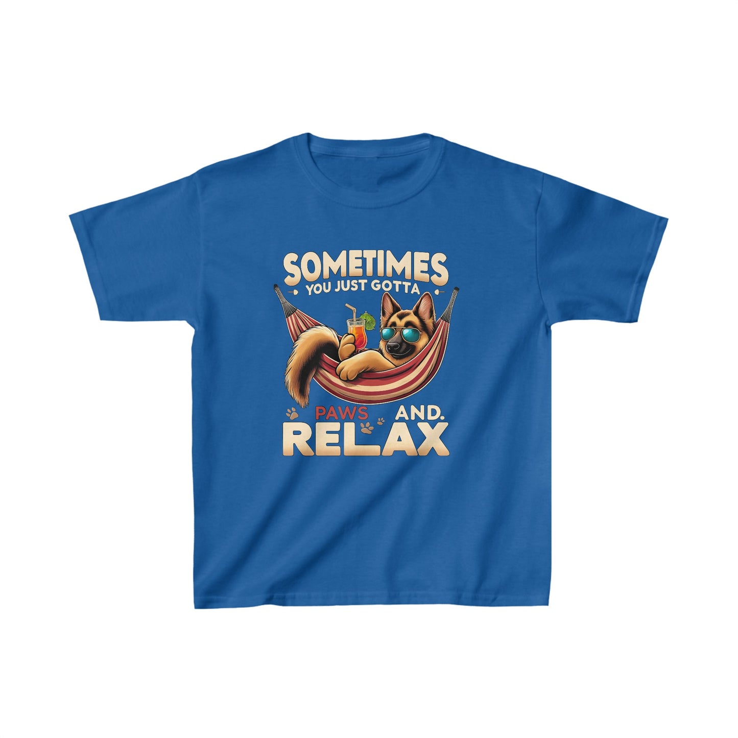 Sometimes You Just Paws and Relax Kids Size T-Shirt (Multi colors) (German Shepherd)