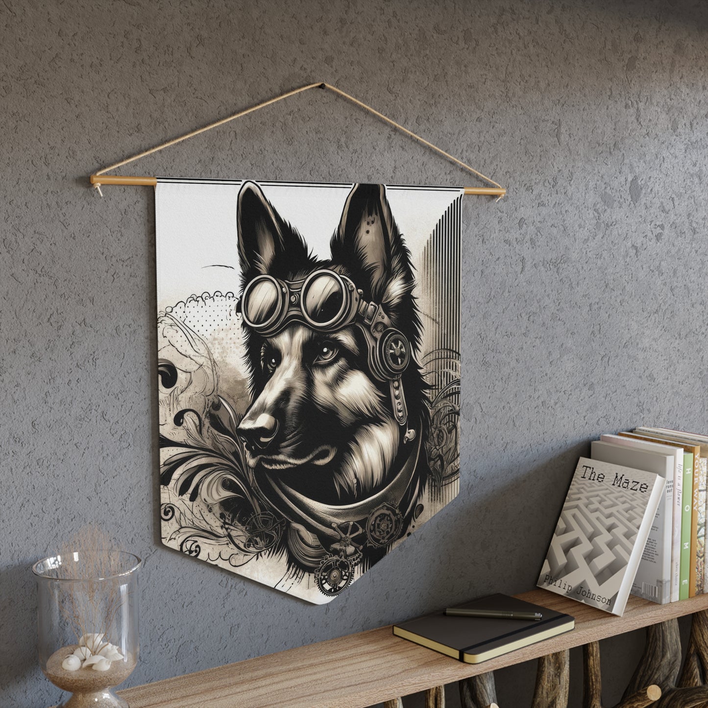 Steampunk German Shepherd Pennant