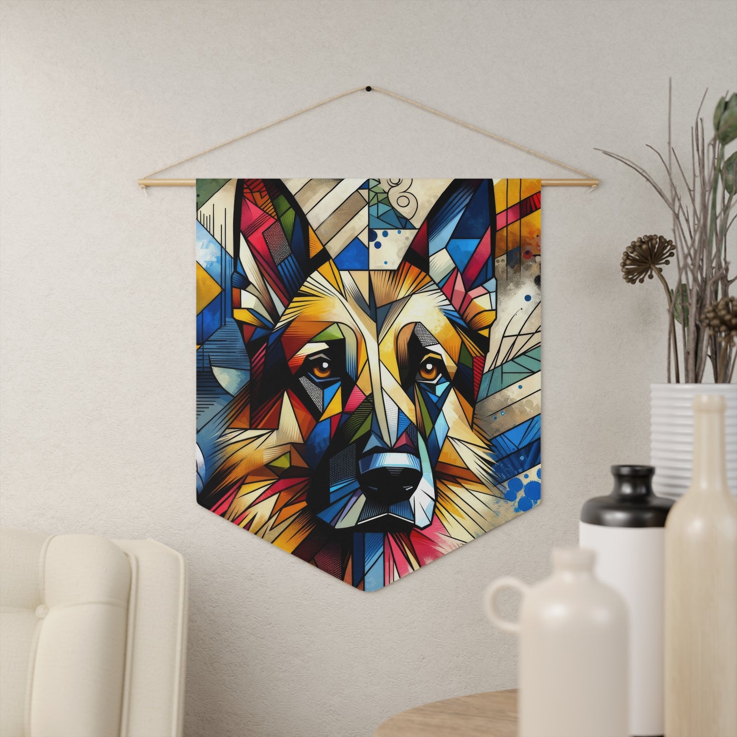 Cubist German Shepherd Pennant