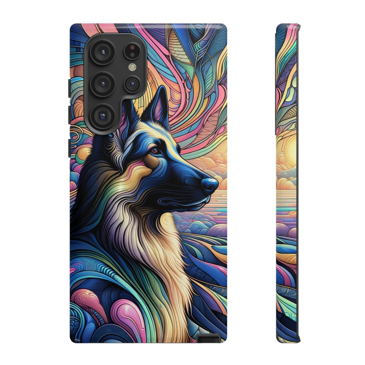 Art nouveau and vaporwave German Shepherd Phone Case