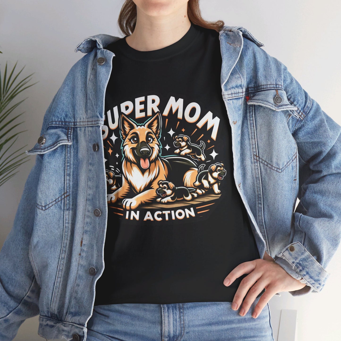 Super Mom in Action T-Shirt (13 colors) (German Shepherd)