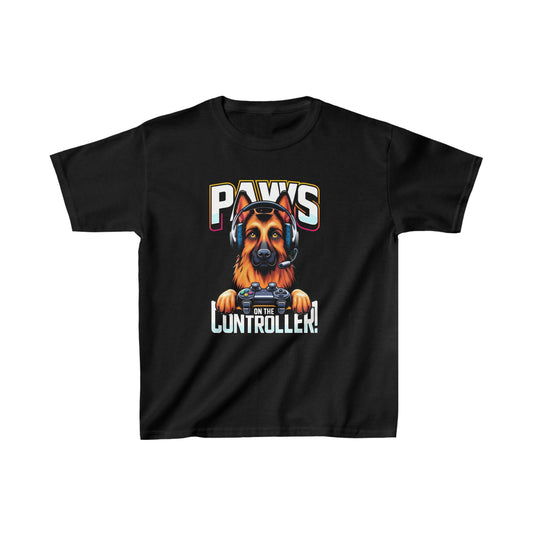 Paws on the Controller Kids Size T-Shirt (Multi colors) (German Shepherd)