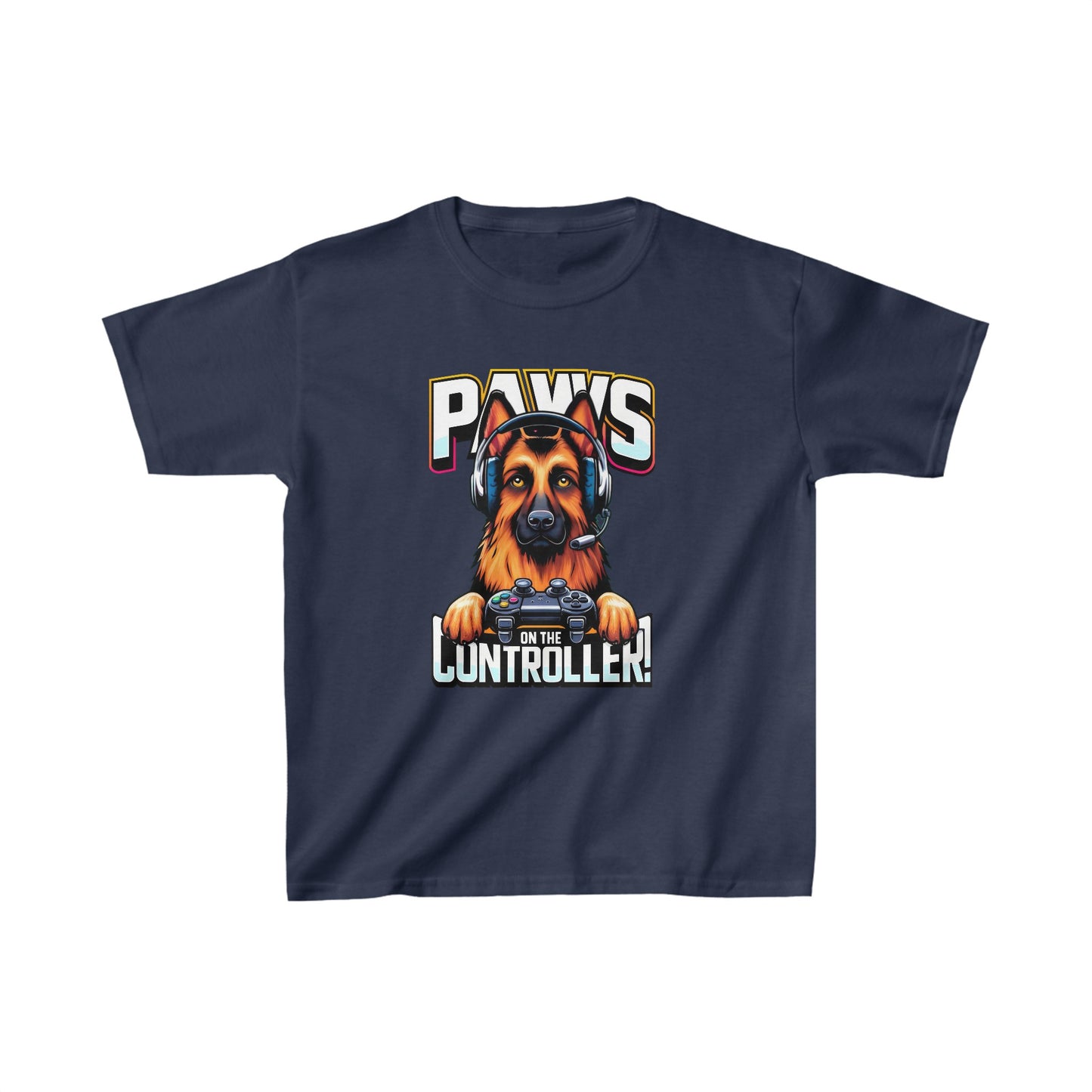 Paws on the Controller Kids Size T-Shirt (Multi colors) (German Shepherd)