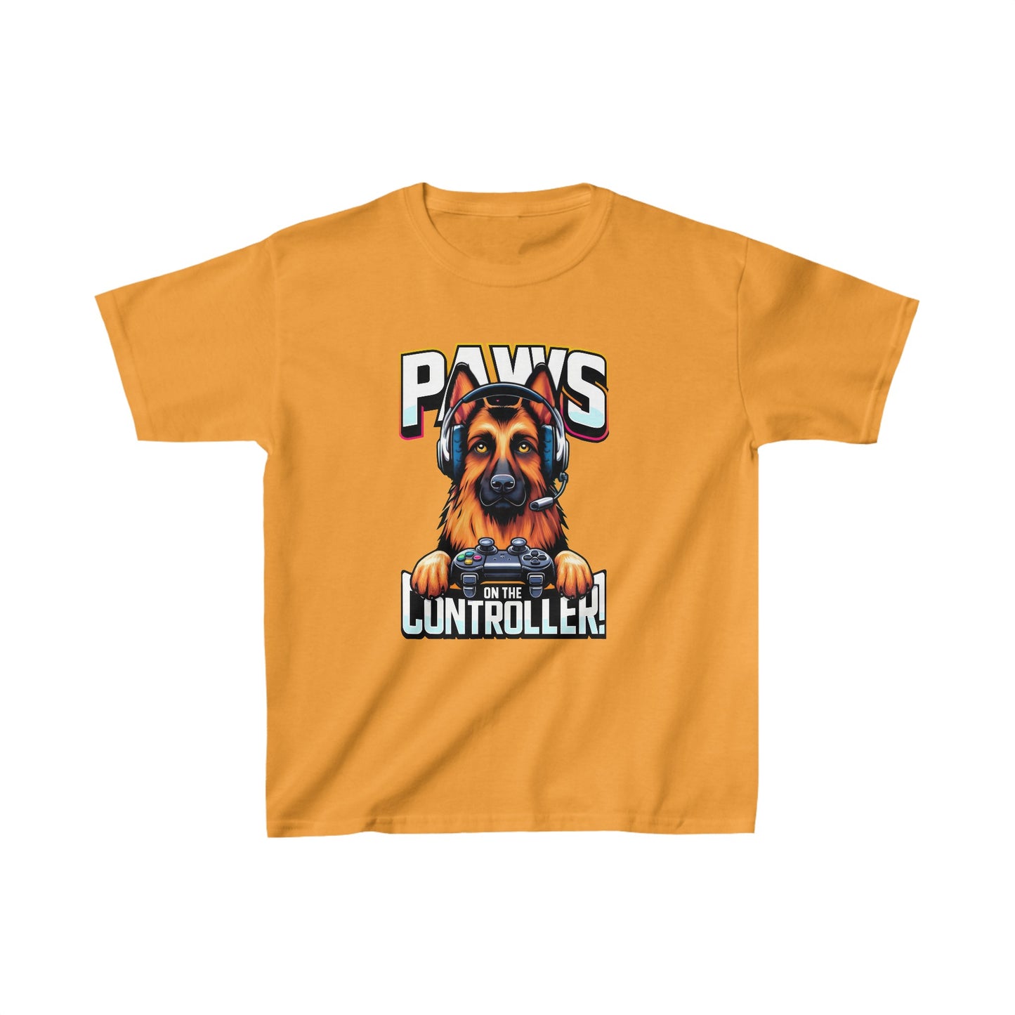 Paws on the Controller Kids Size T-Shirt (Multi colors) (German Shepherd)