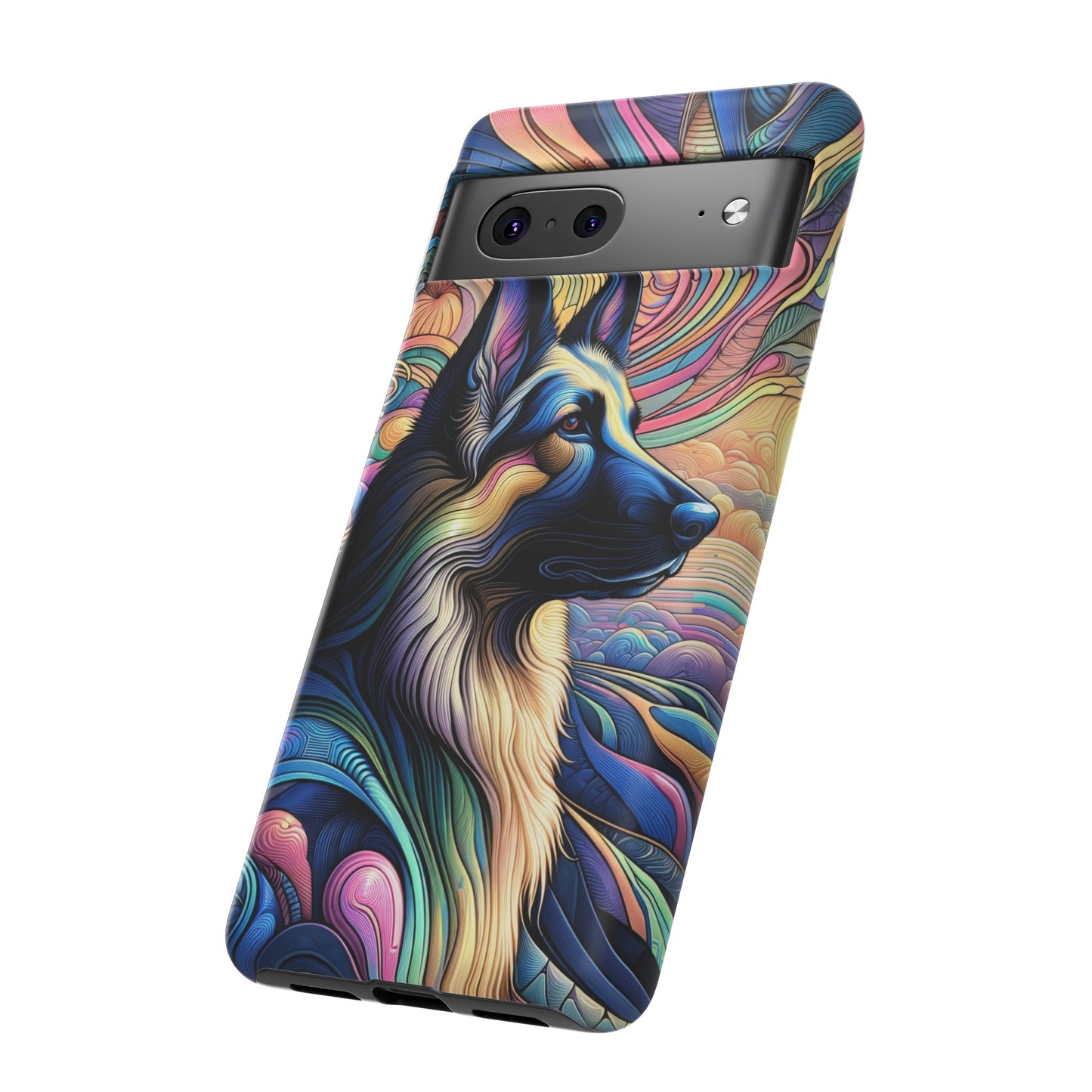 Art nouveau and vaporwave German Shepherd Phone Case