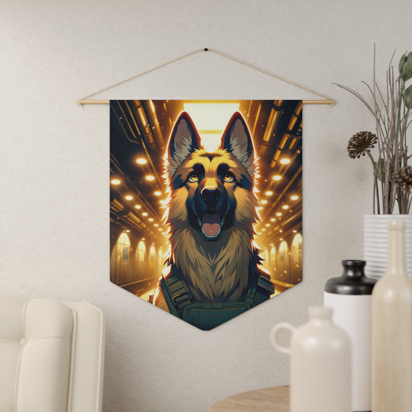 Anime German Shepherd Pennant