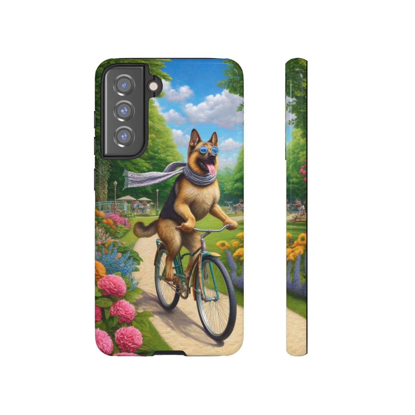 German Shepherd Riding a Bicycle Phone Case