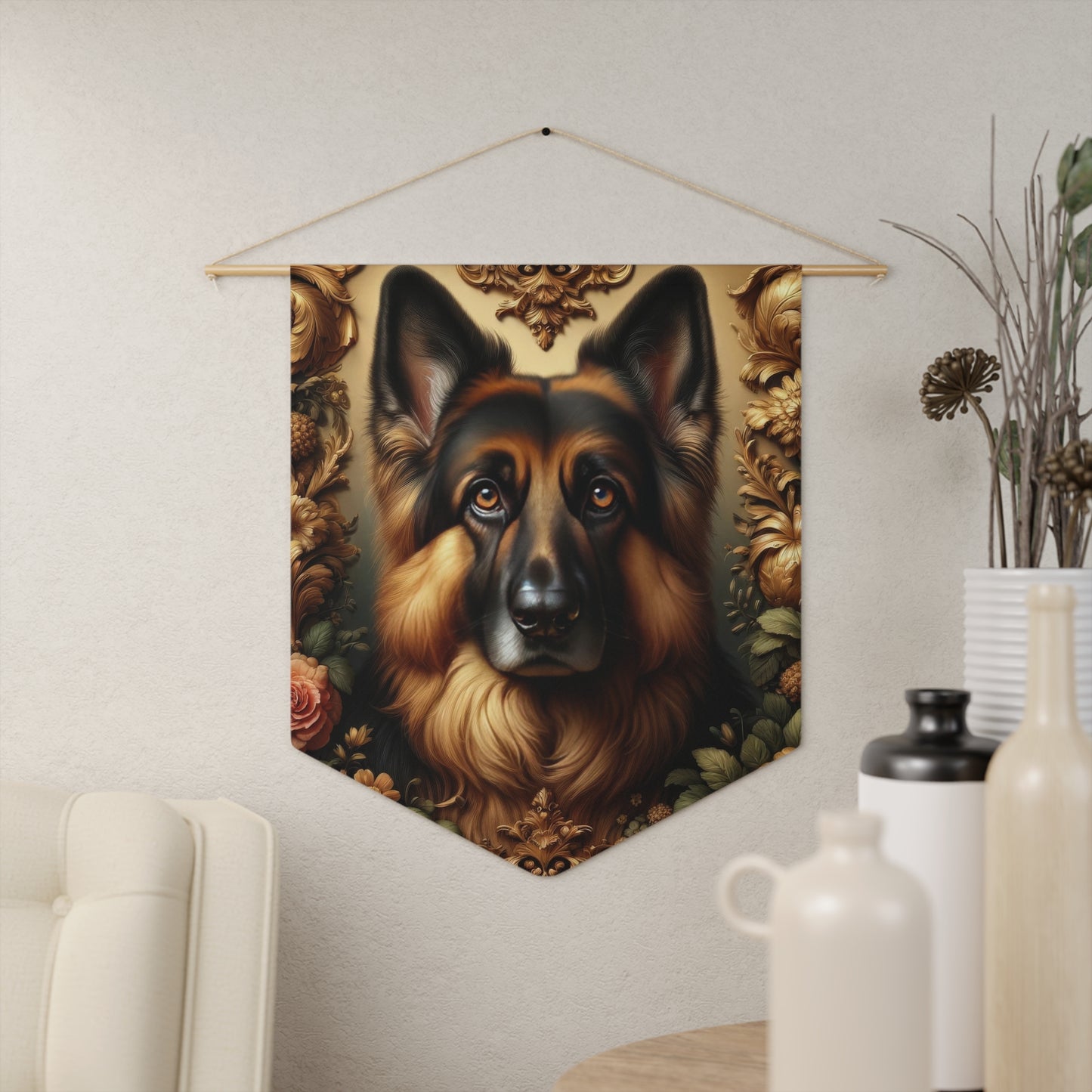 Baroque-inspired German Shepherd Pennant