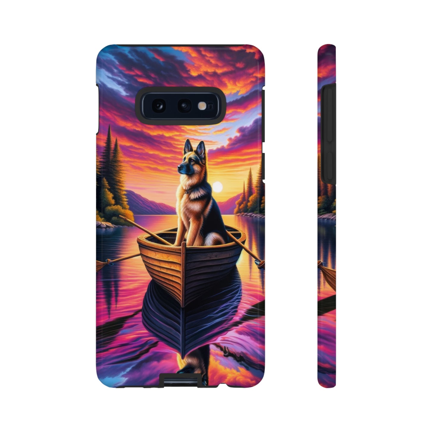 German Shepherd Rowing a boat Phone Case