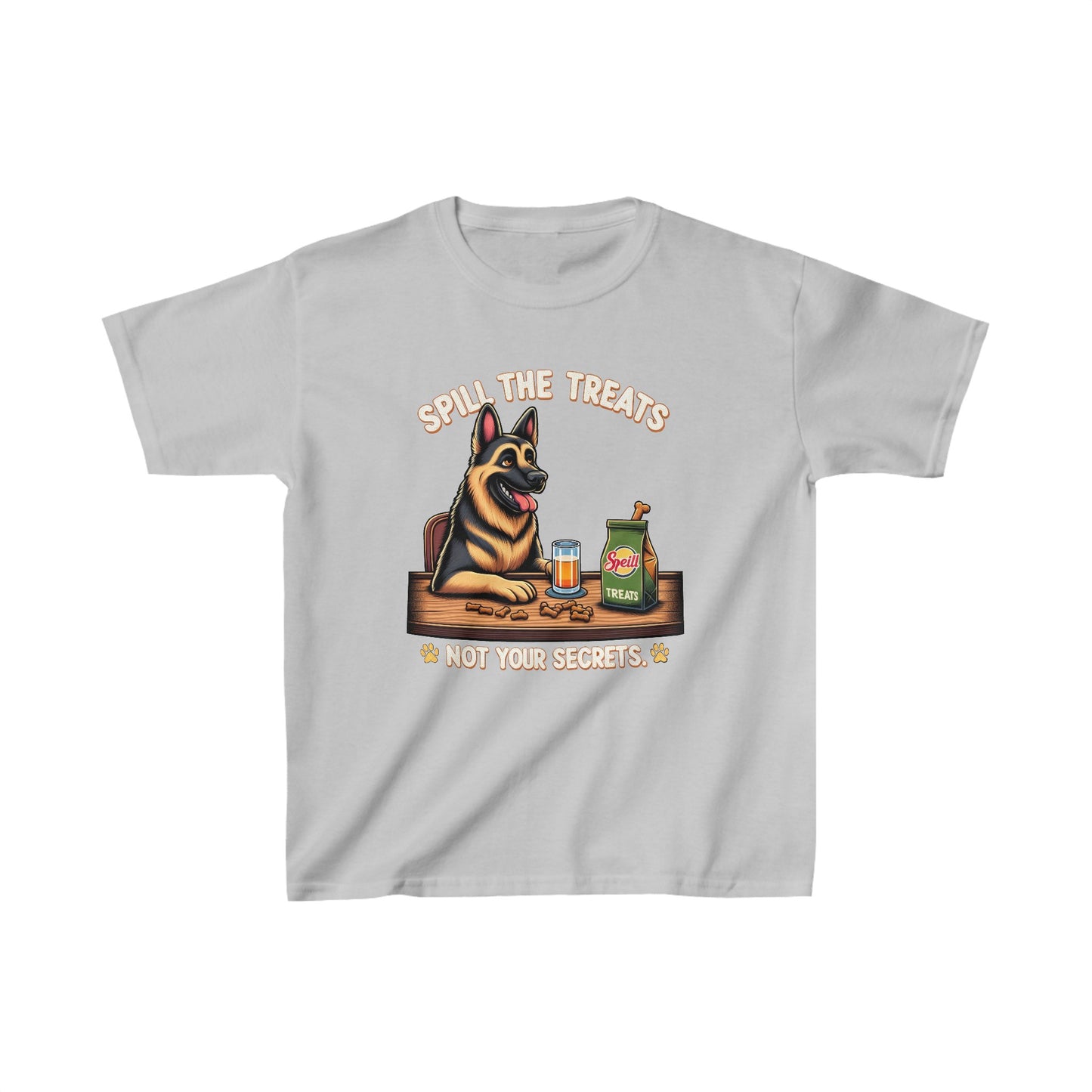 Spill the Treats Kids Size T-Shirt (Multi colors) (German Shepherd)