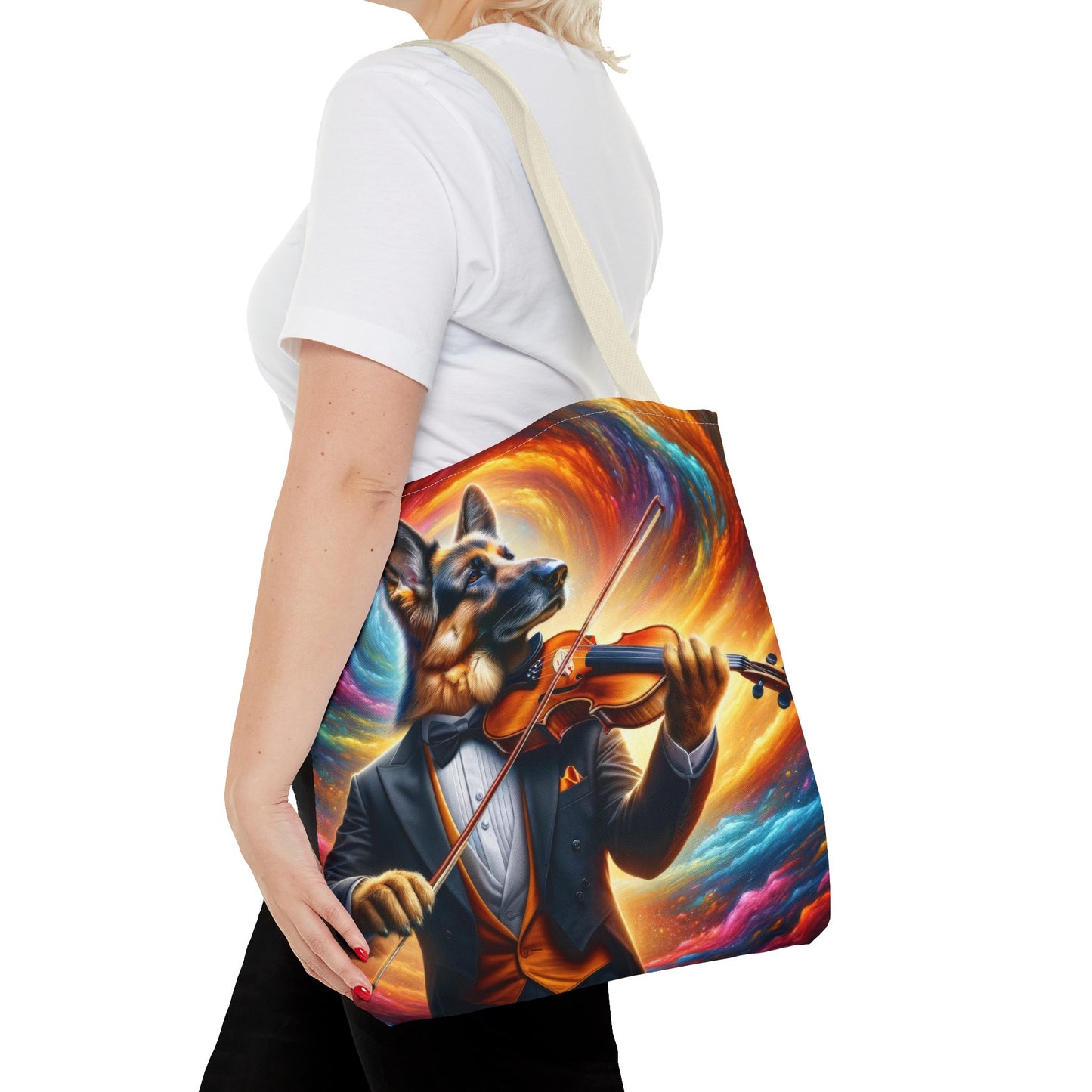 German Shepherd Playing the Violin Tote Bag