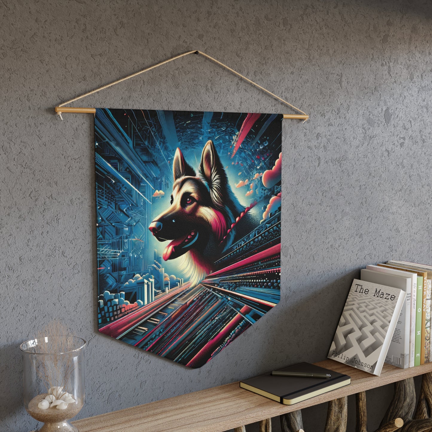 Futurism and gothic German Shepherd Pennant