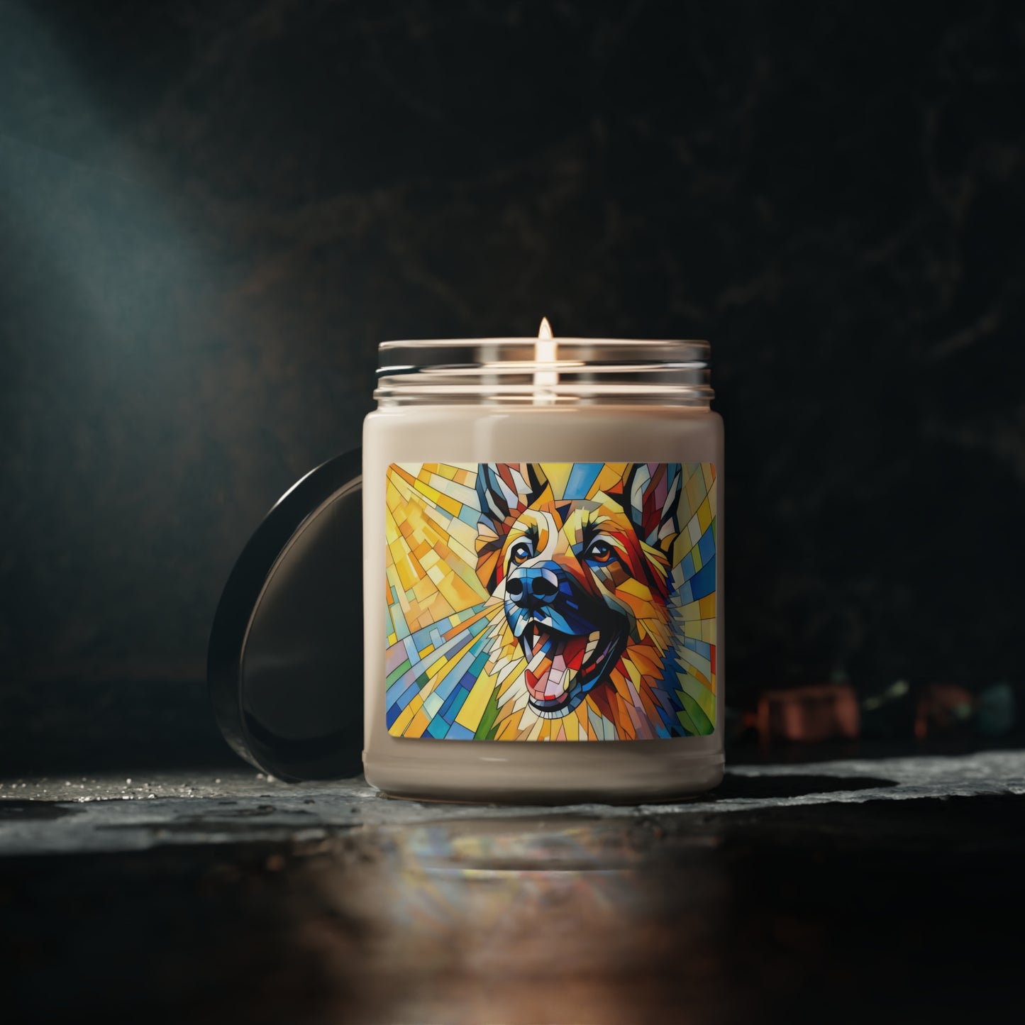 German Shepherd in Cubism Scented Soy Candle, 9oz