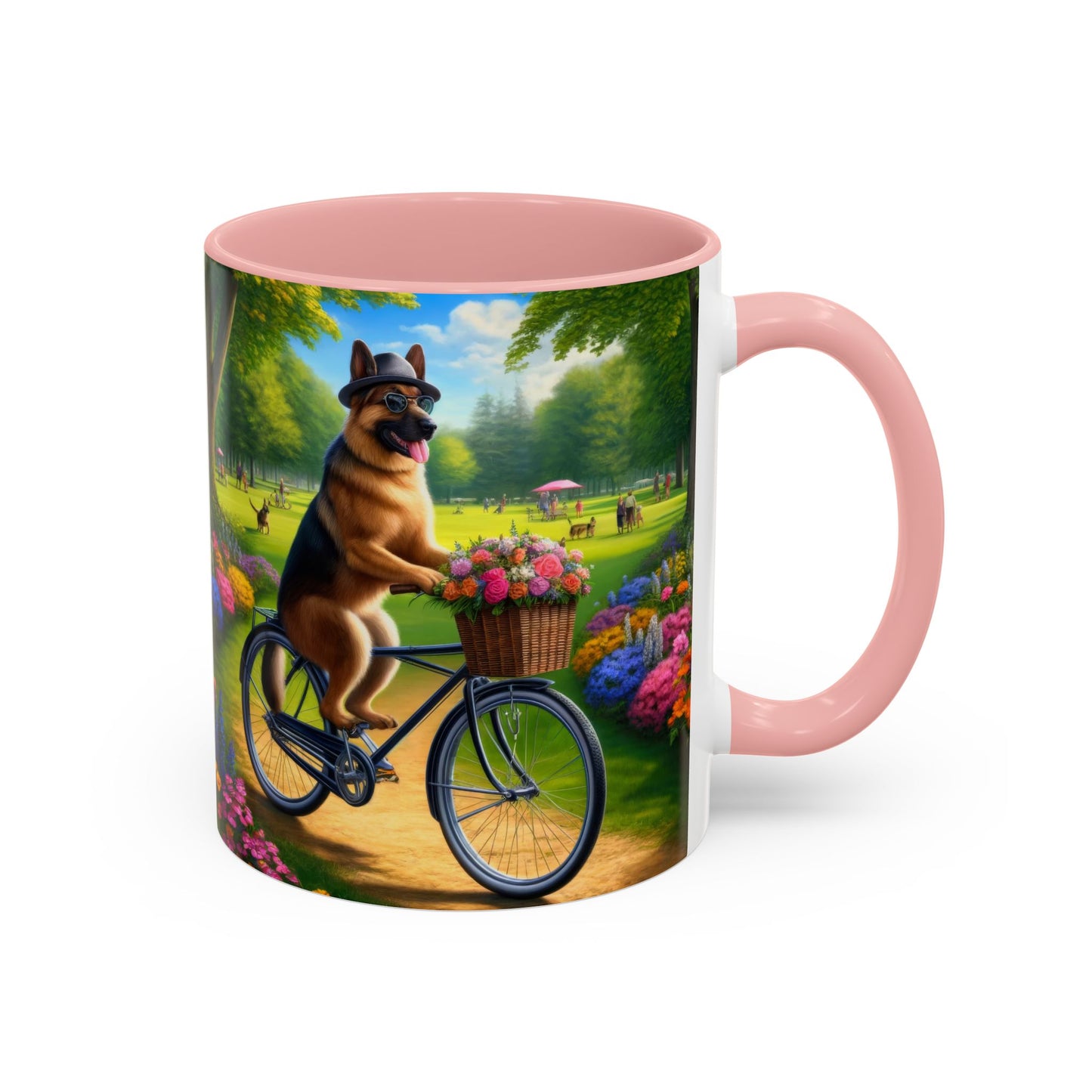 German Shepherd Riding a Bicycle Coffee Mug