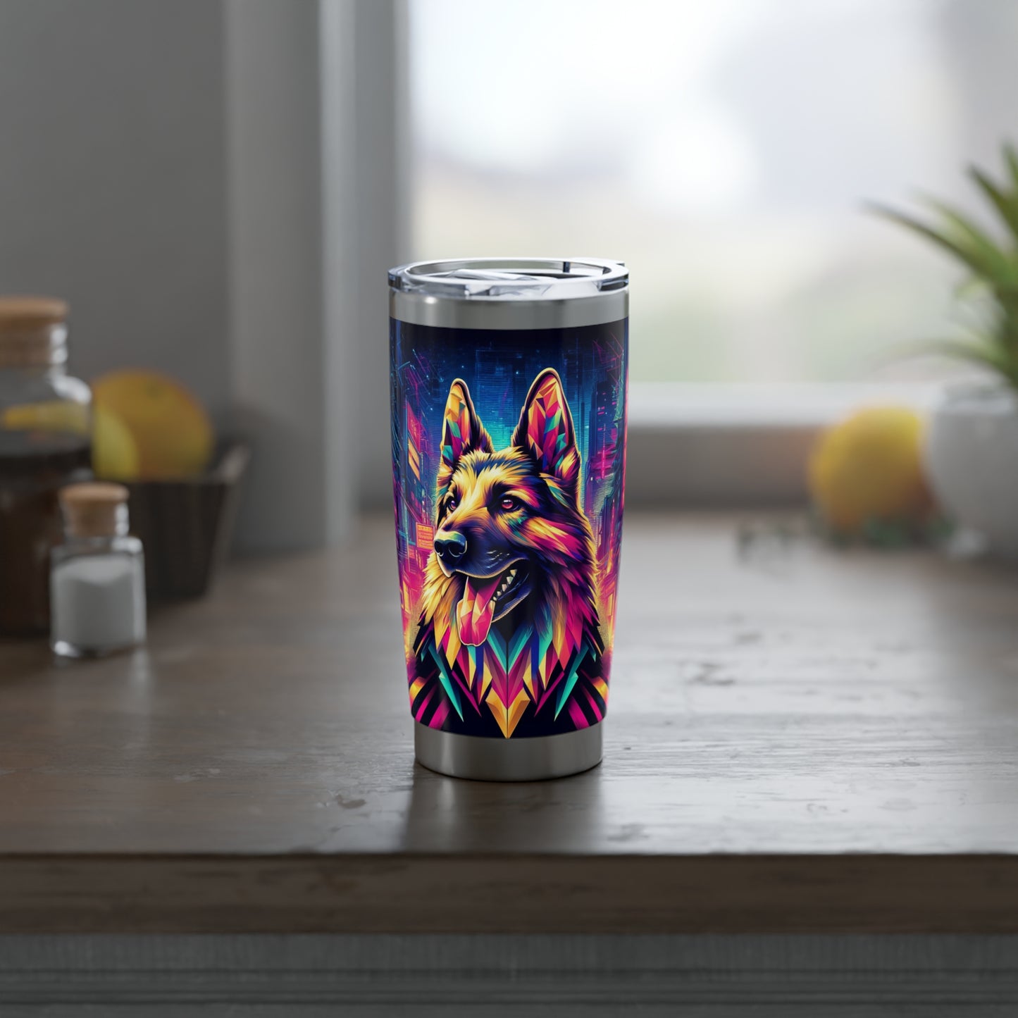 Glitch art German Shepherd 20oz Tumbler