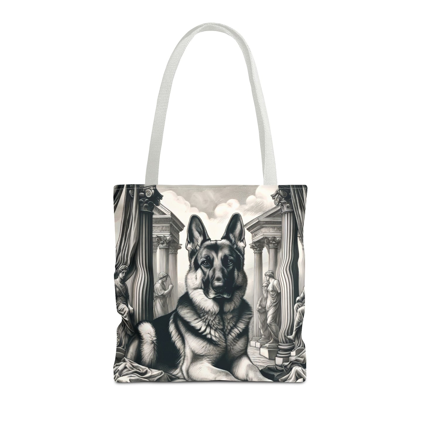 Etching and greco-roman German Shepherd Tote Bag